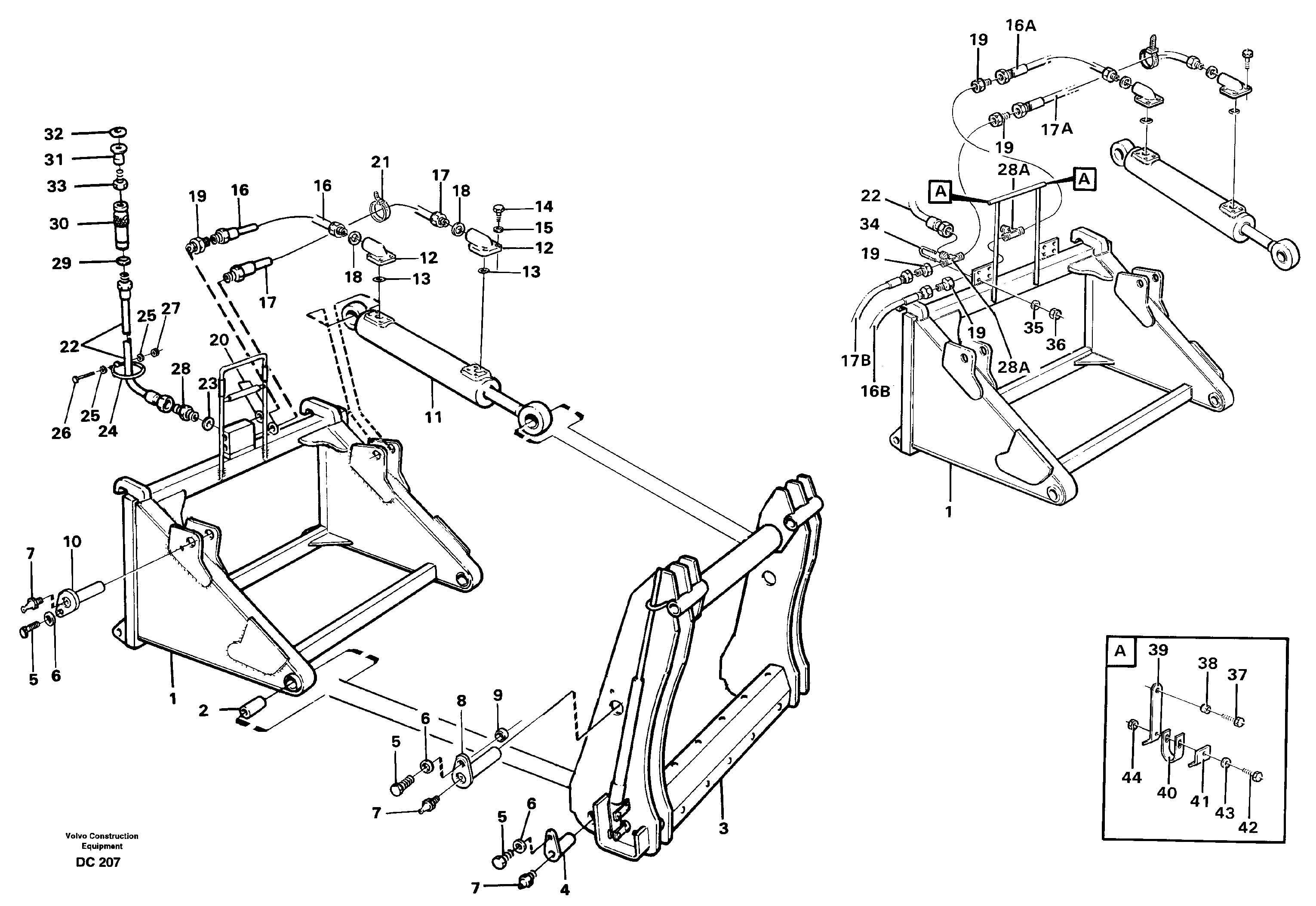 Hydraulically-operated jib extension  L50, L70, L90/B/C/D, L120/B/C/D — volvo parts diagram