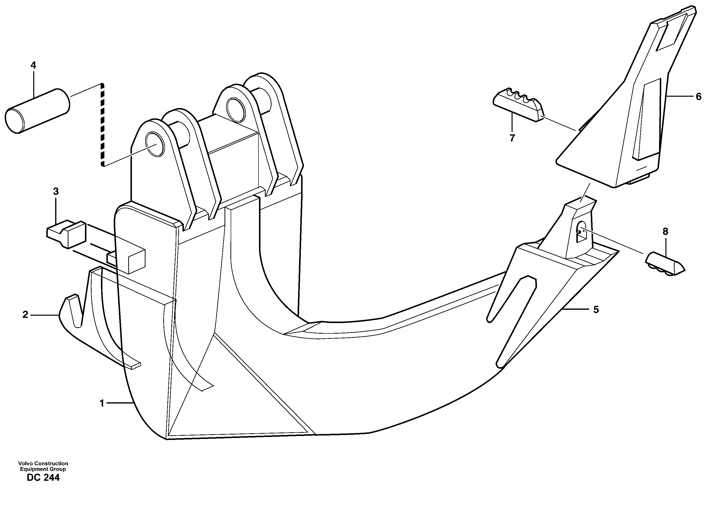 Ripper  EC160, EW160/B, EW180, EC200, EW200/B, EC230B, EW230B — volvo parts diagram