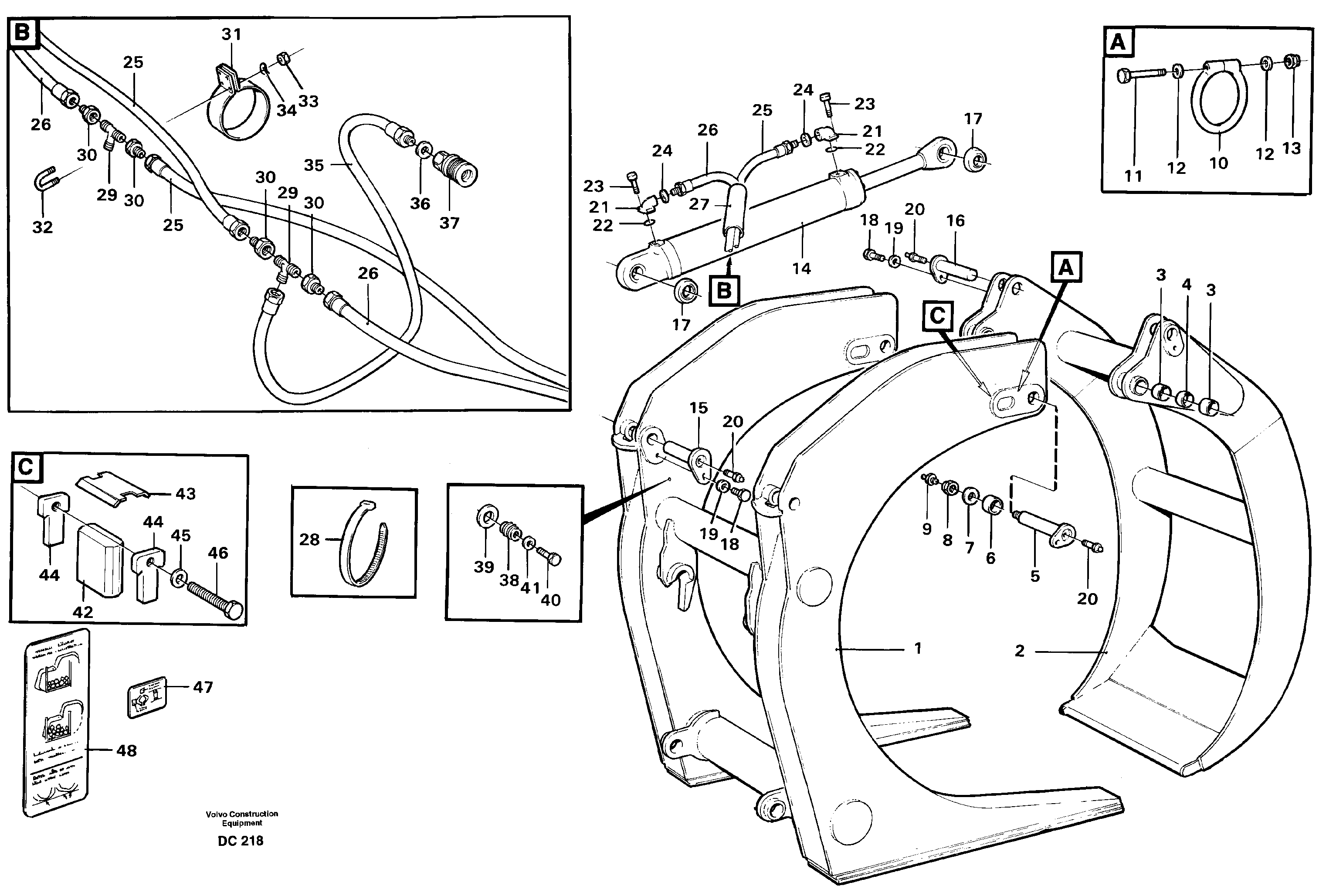 Unloading grapple  L90B/C/D, L120B/C/D/E — volvo parts diagram