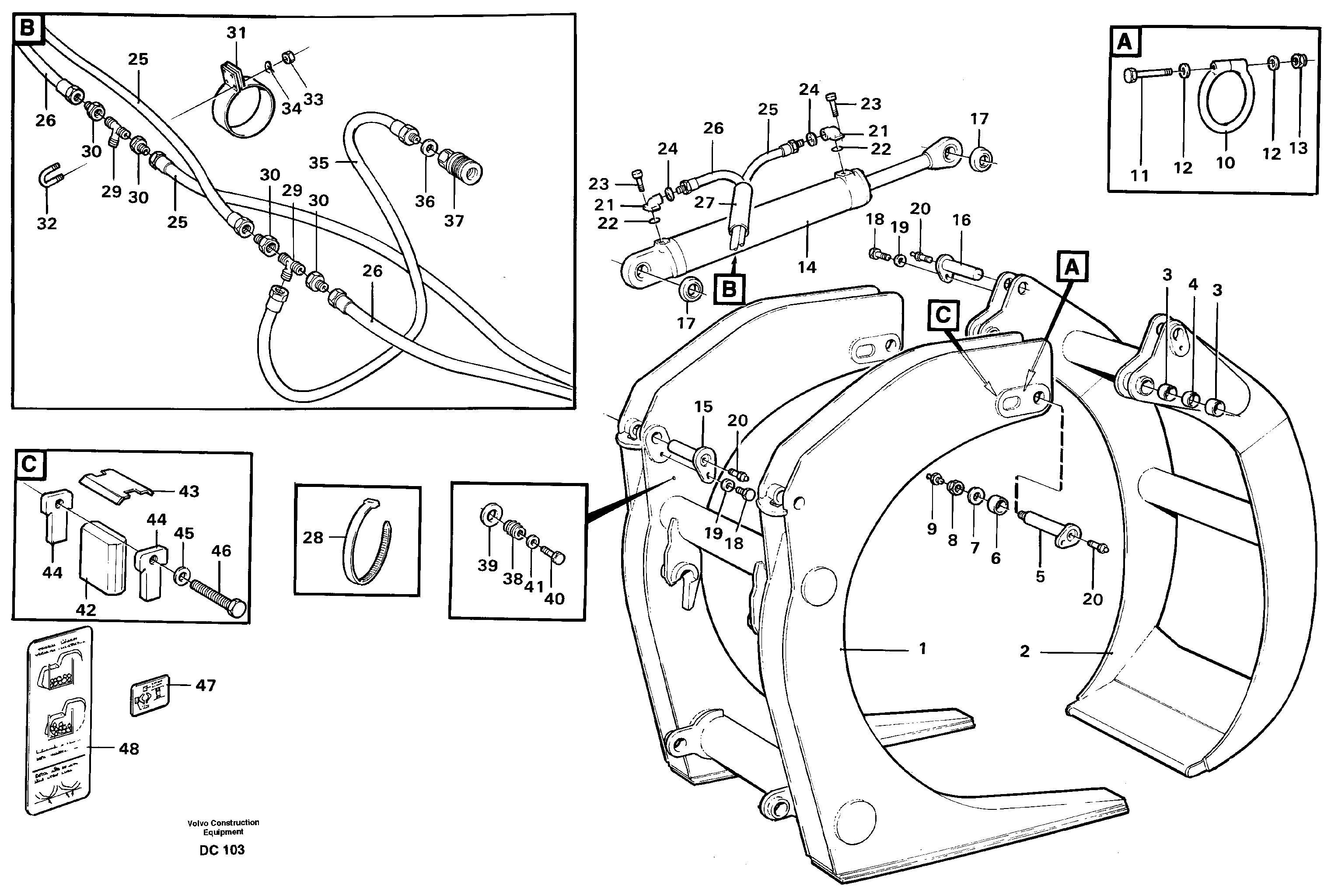 Unloading grapple  L150/C/D/E, L180/C/D/E — volvo parts diagram