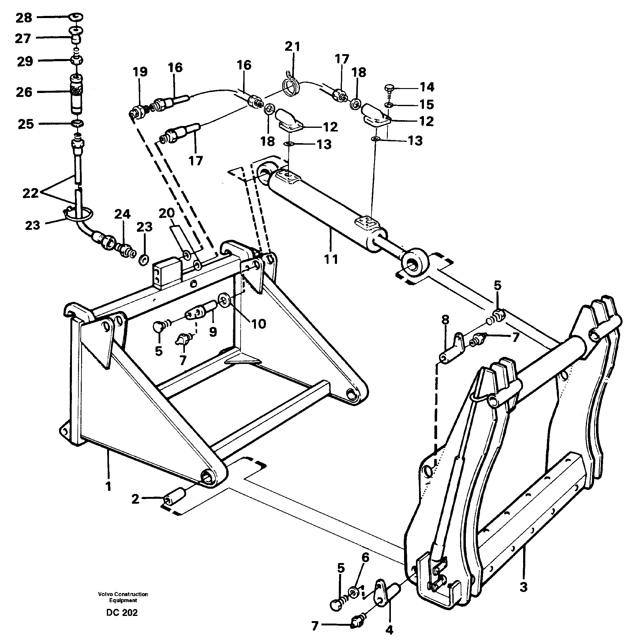 Hydraulically-operated jib extension  L50, L70 — volvo parts diagram