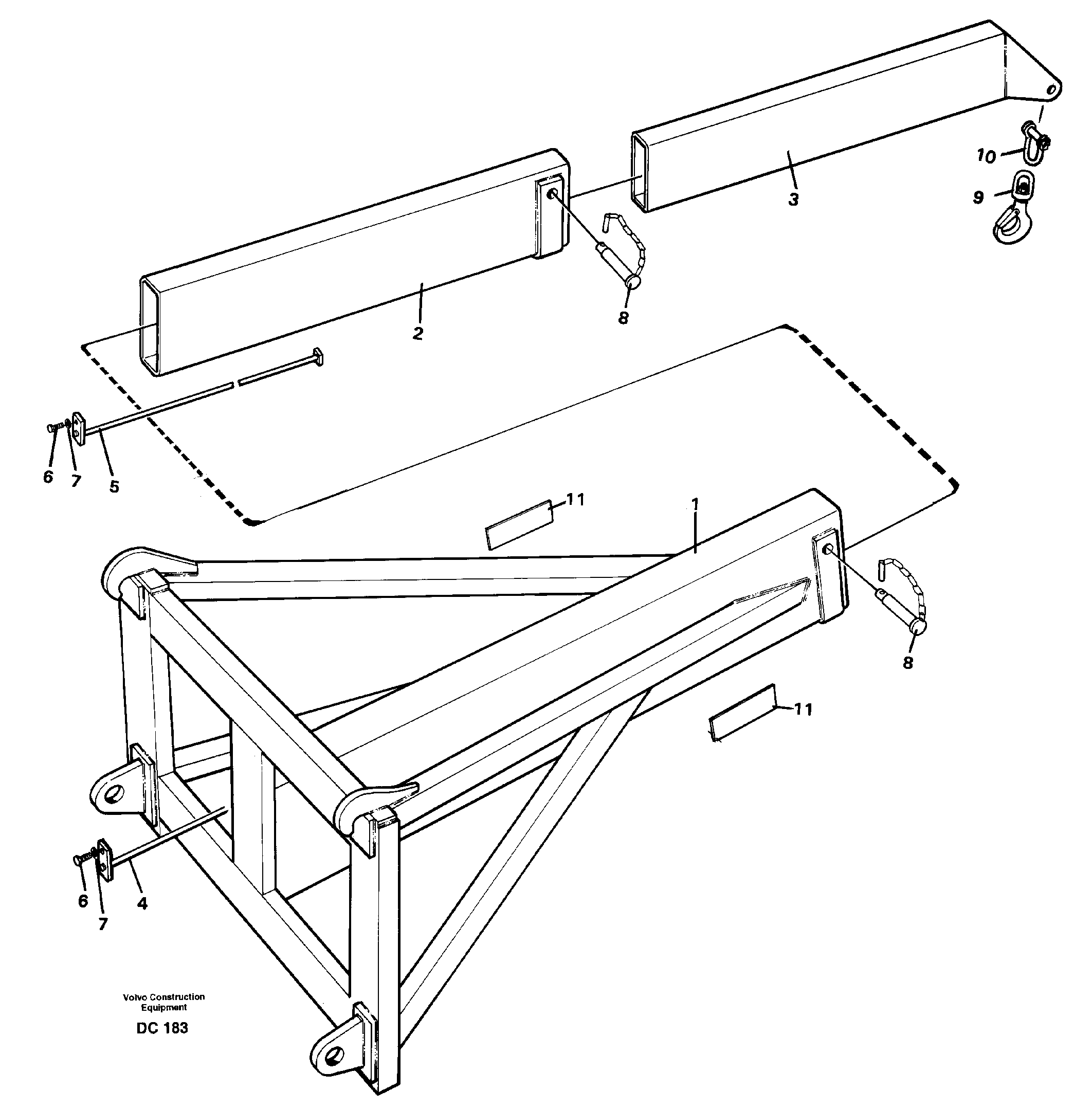 Lifting arm, 3 - section  L90/L120-E, L110E, L150/C-E, L160E, L180/C-E, L220D/E — volvo parts diagram