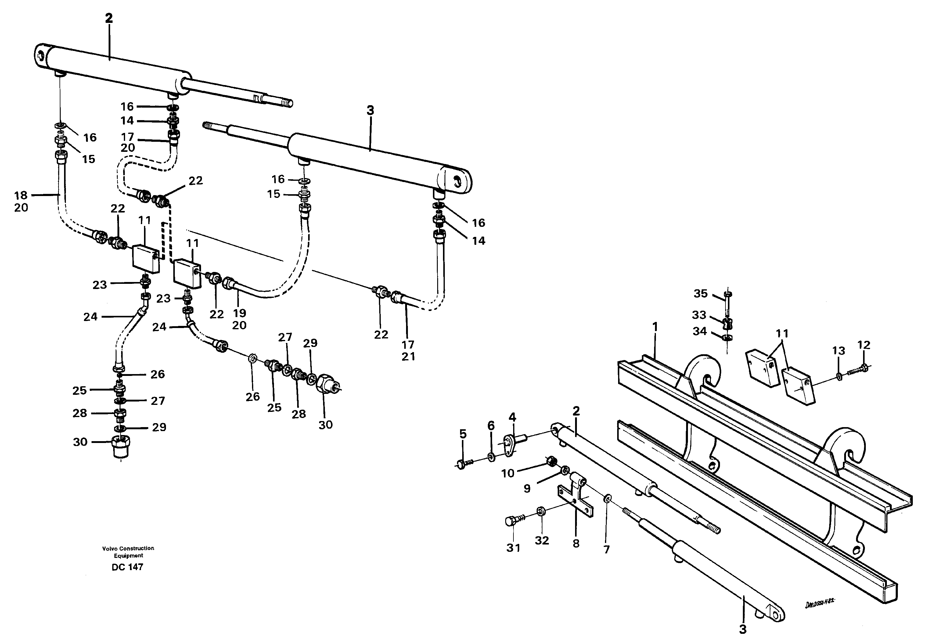 Fork spreader  L30, L50/B/C/D, L70/B/C/D, L90B/C/D, L120B/C/D, EL70/C — volvo parts diagram