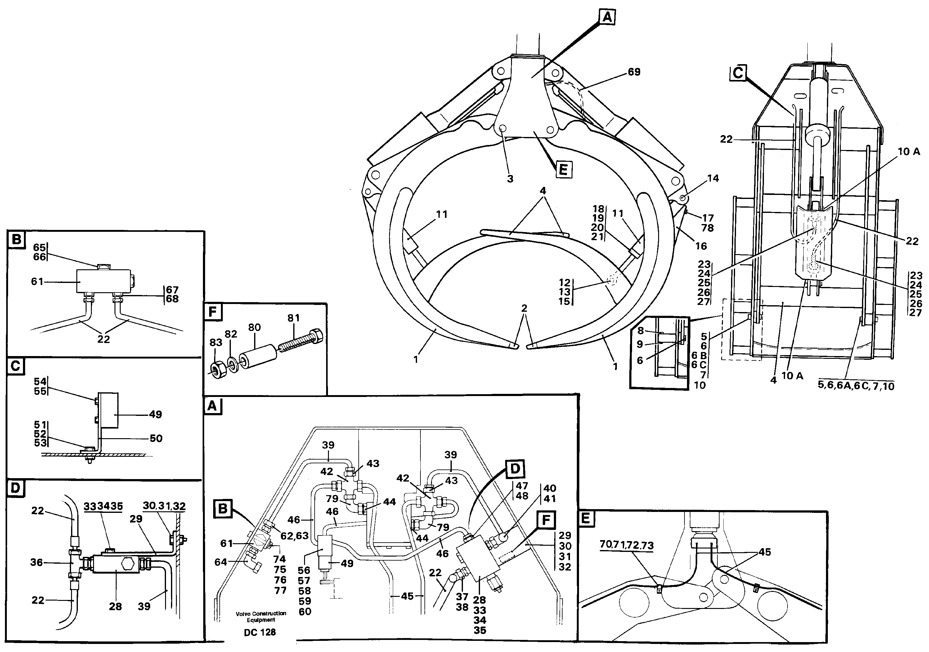 Grab fork with clamp.arm  L160 — volvo parts diagram