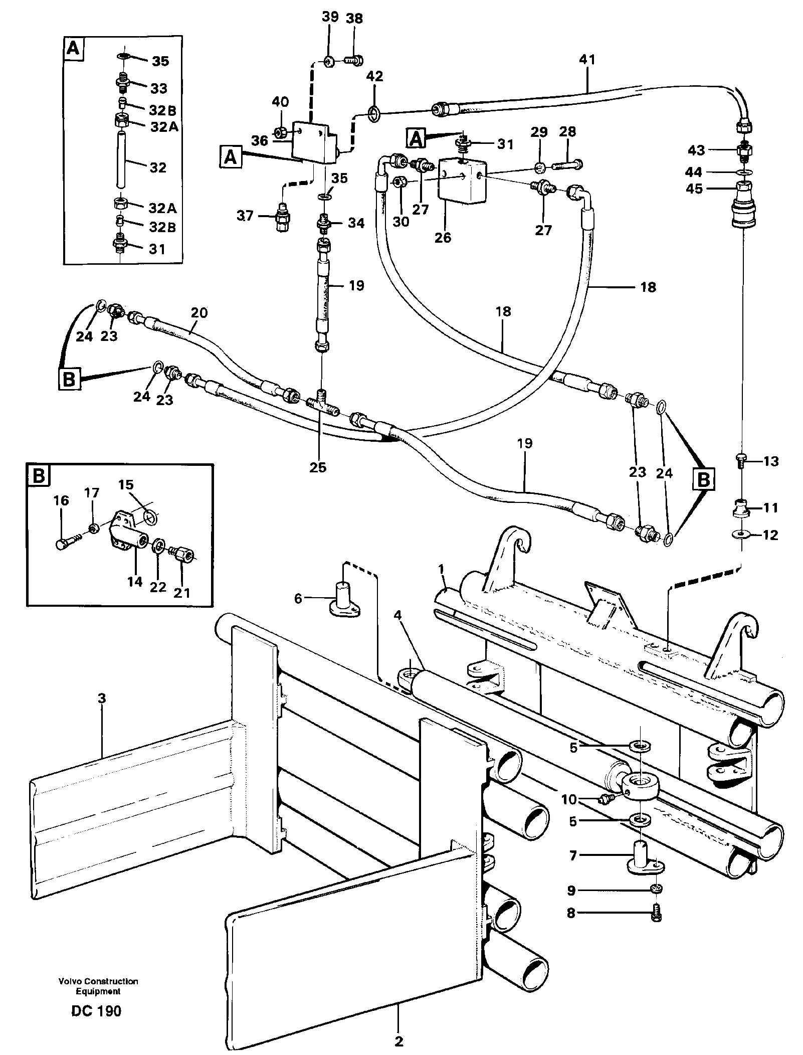 Hydraulic bale clamp  L30, L50, L70 — volvo parts diagram