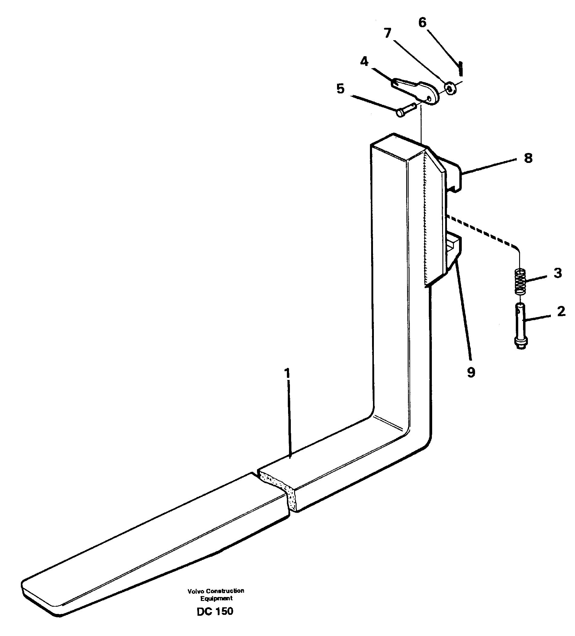 Fork tines  L30, L50/B/C/D, L70/B/C/D, L90, EL70/C — volvo parts diagram