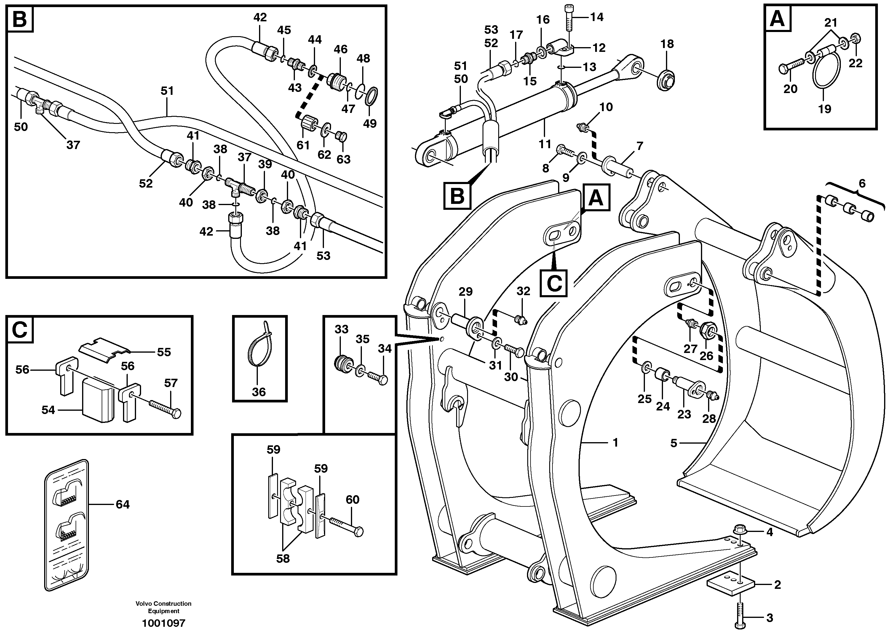 Sorting grapple  L150E, L180E, L220E — volvo parts diagram
