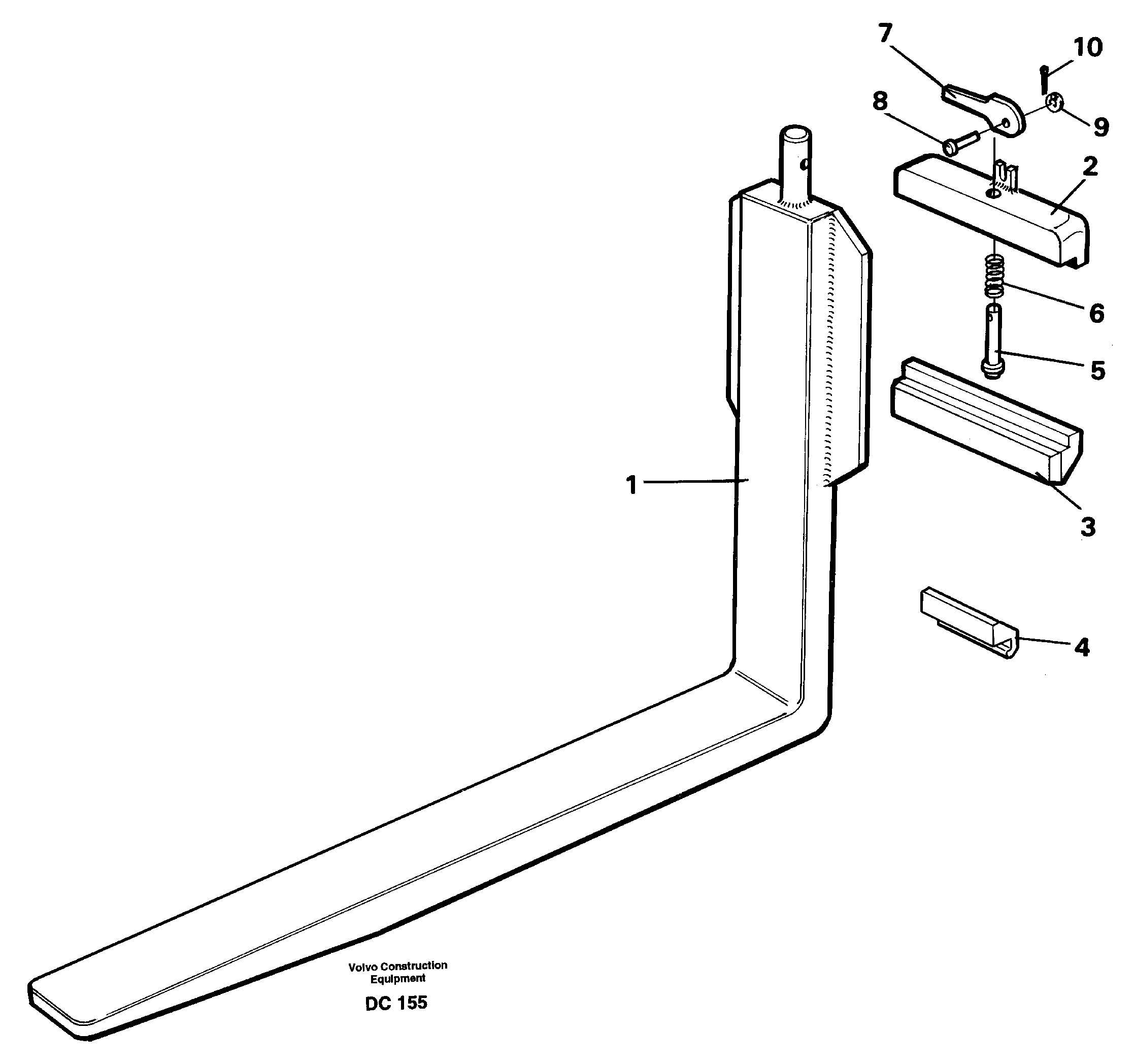 Fork tines  L90/B/C/D, L120/B/C/D — volvo parts diagram