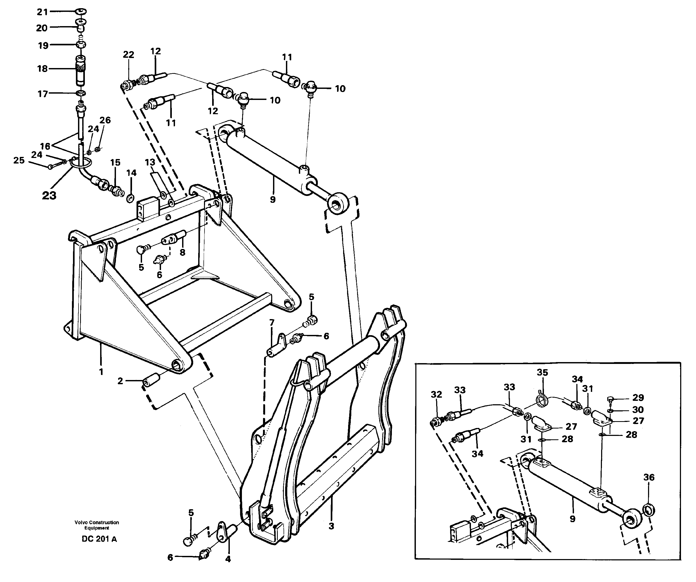 Hydraulically-operated jib extension  L50, L70, L90/B, L120/B — volvo parts diagram