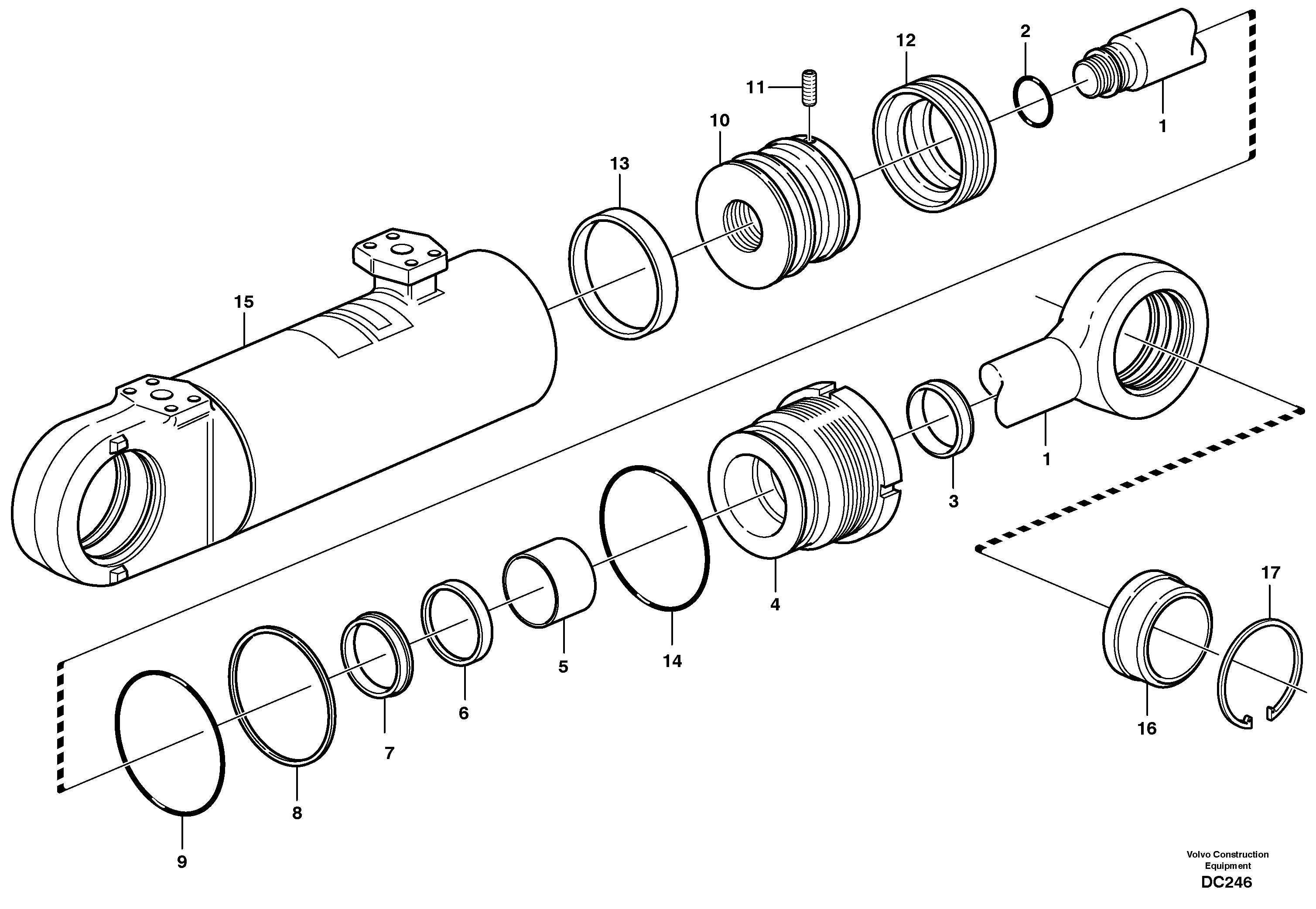 Hydraulic cylinder — volvo parts diagram