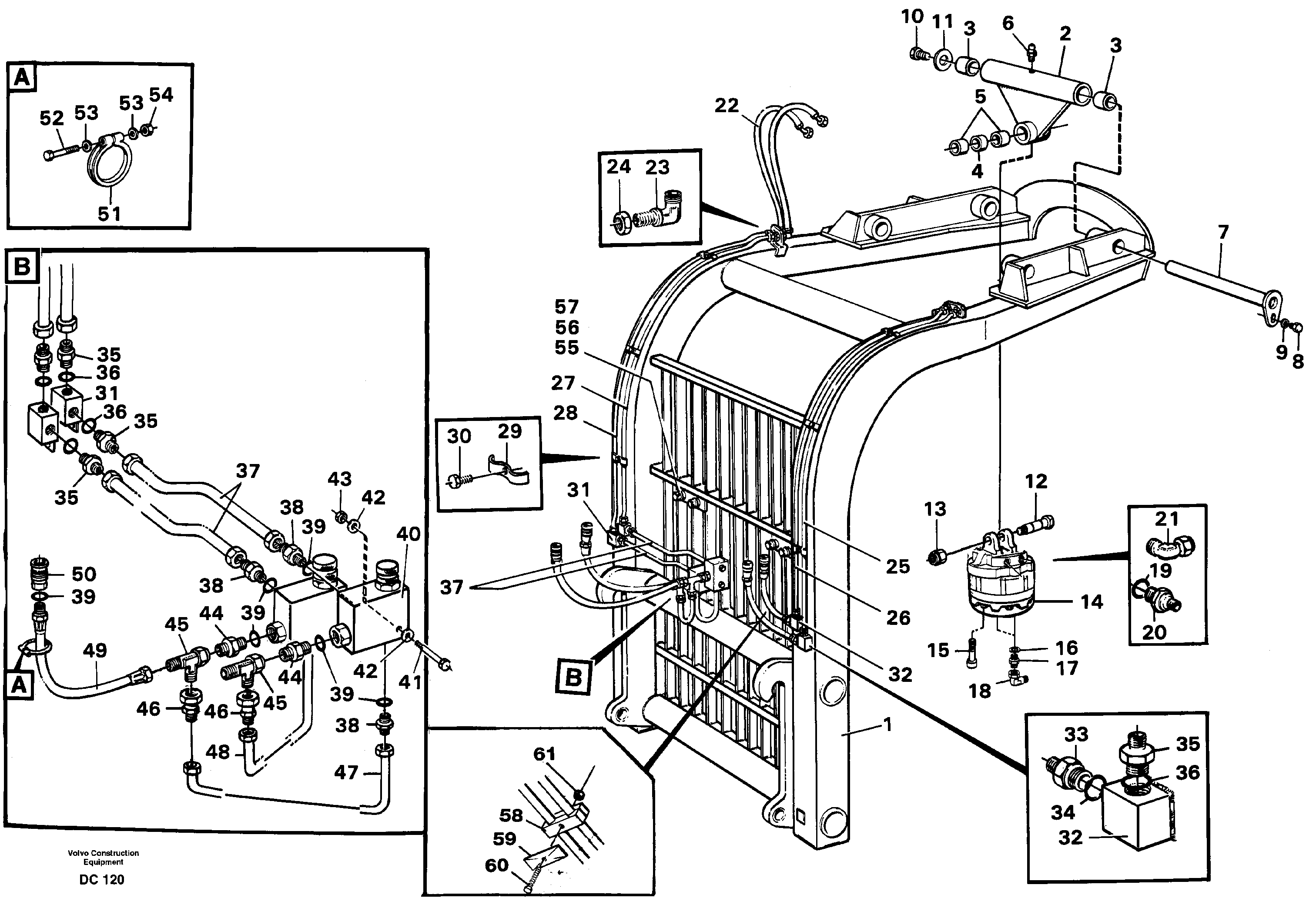 Cowl frame  L90/B/C/D/E, L120/B/C/D/E — volvo parts diagram