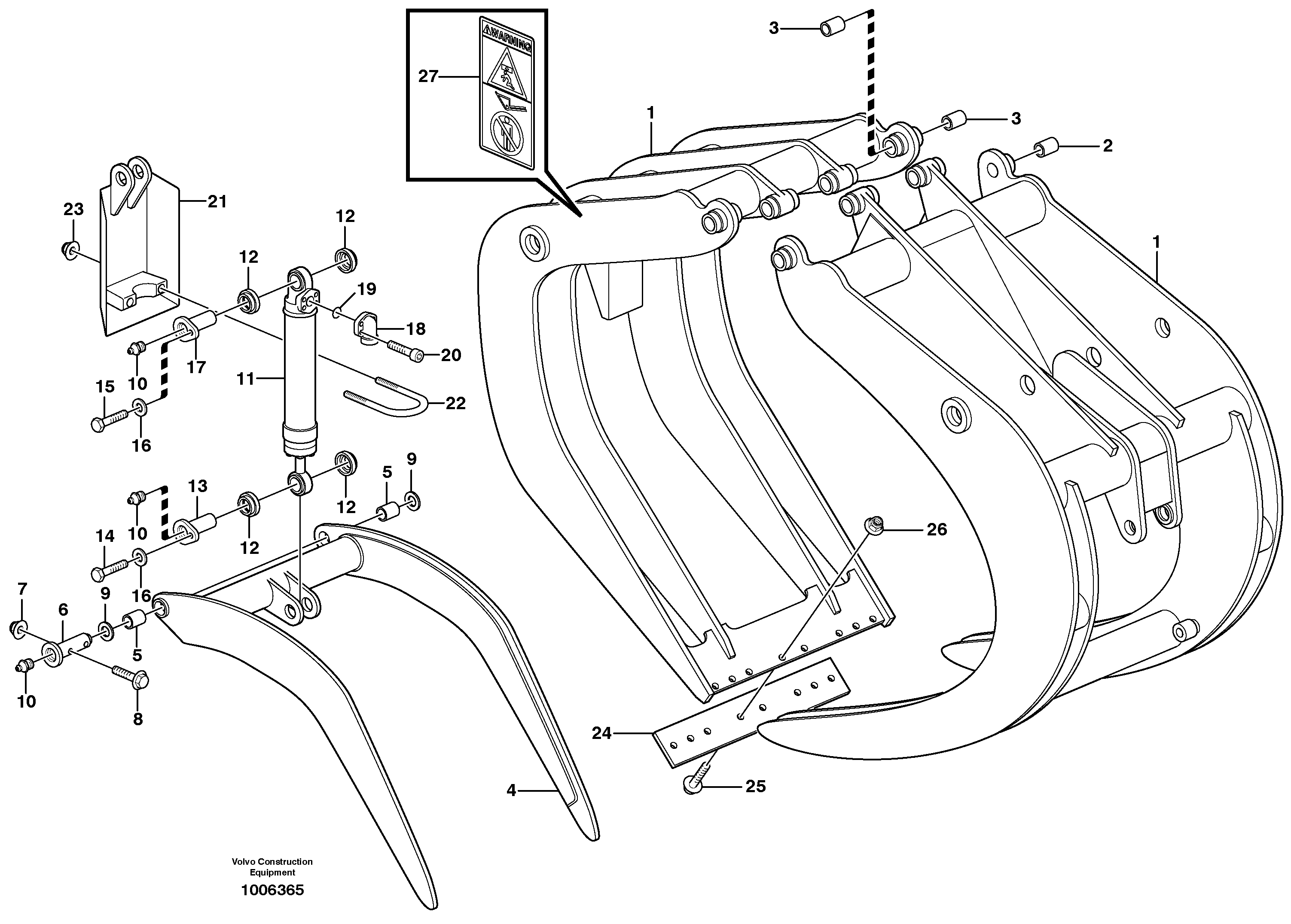 Grab fork with clamp.arm  L180E — volvo parts diagram