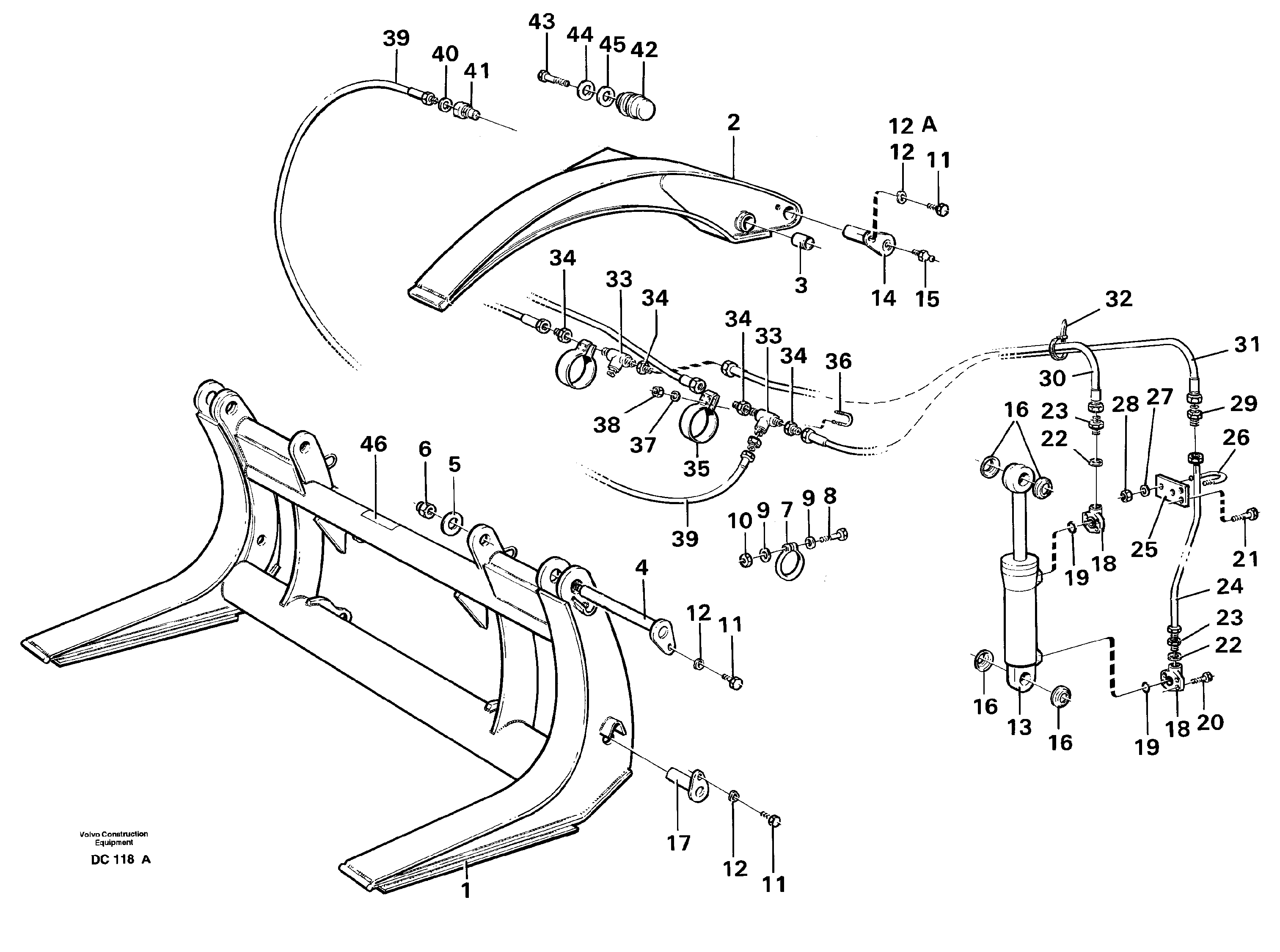 Tropical timber grapple  L110E, L120C/D/E, L150/C/D/E, L180/C/D/E — volvo parts diagram