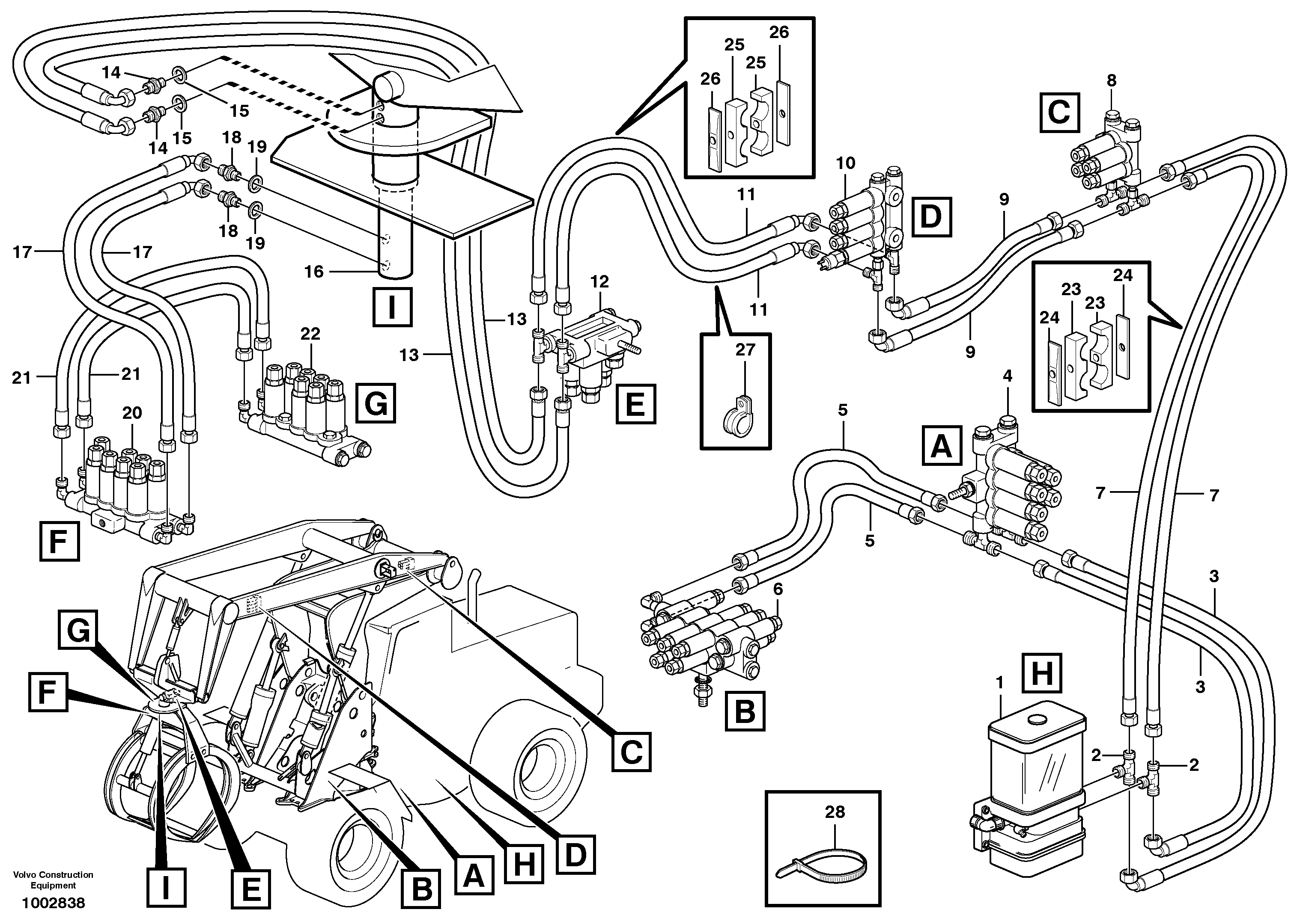 Central lubrication, high lift version.  FOR 82154,91852,91853,91855,92340,93607,93635,94463 — volvo parts diagram
