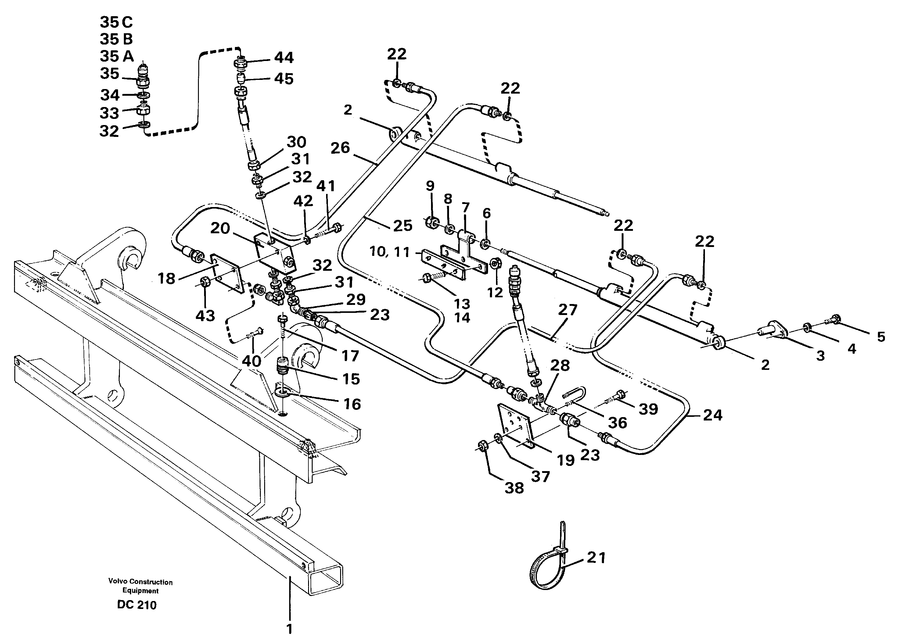 Fork spreader  L30, L50/B/C/D, L70/B/C/D, L90B/C/D, L120B/C/D, EL70/C — volvo parts diagram