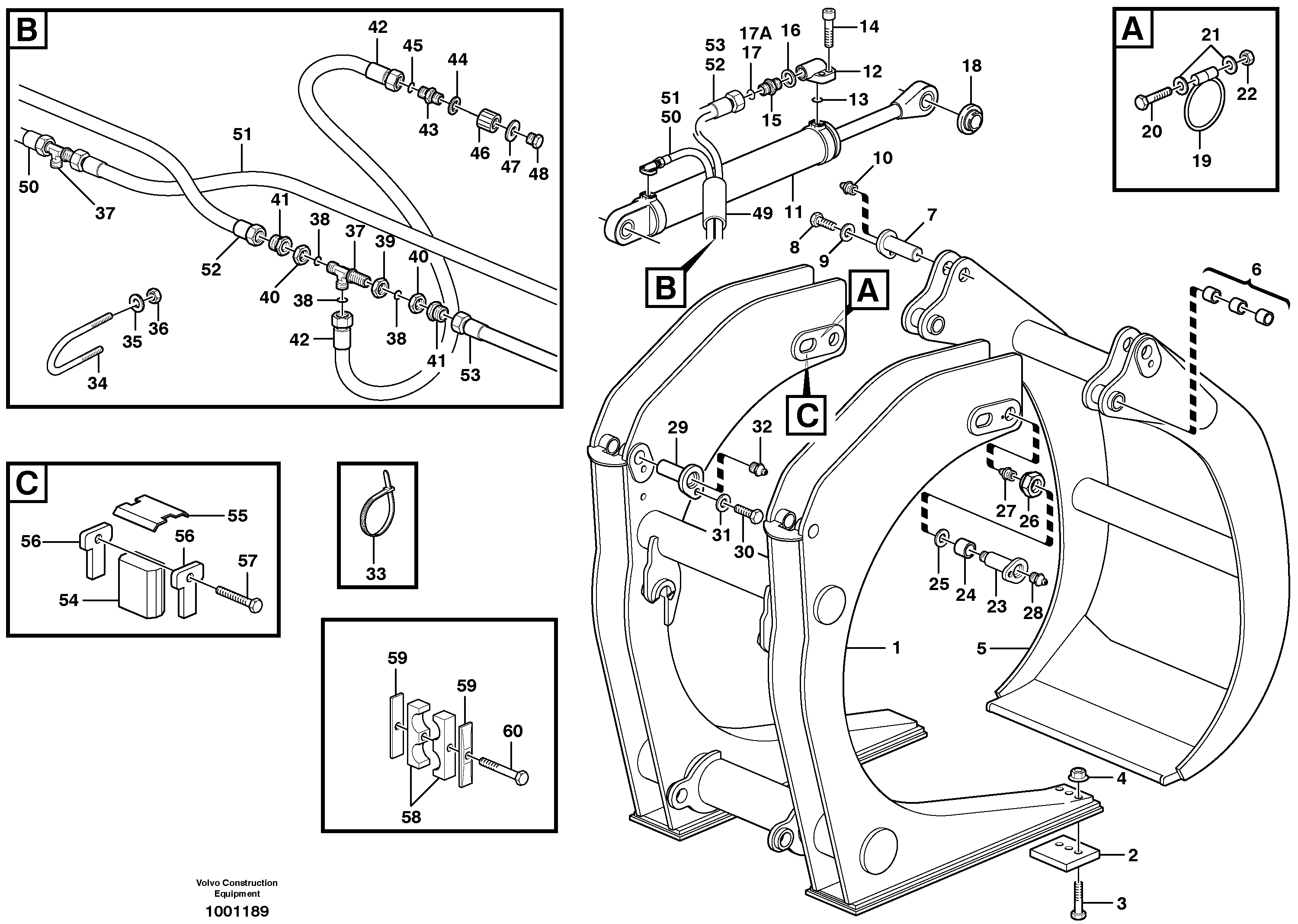 Unloading grapple  L150E, L180/C/D/E, L220E — volvo parts diagram