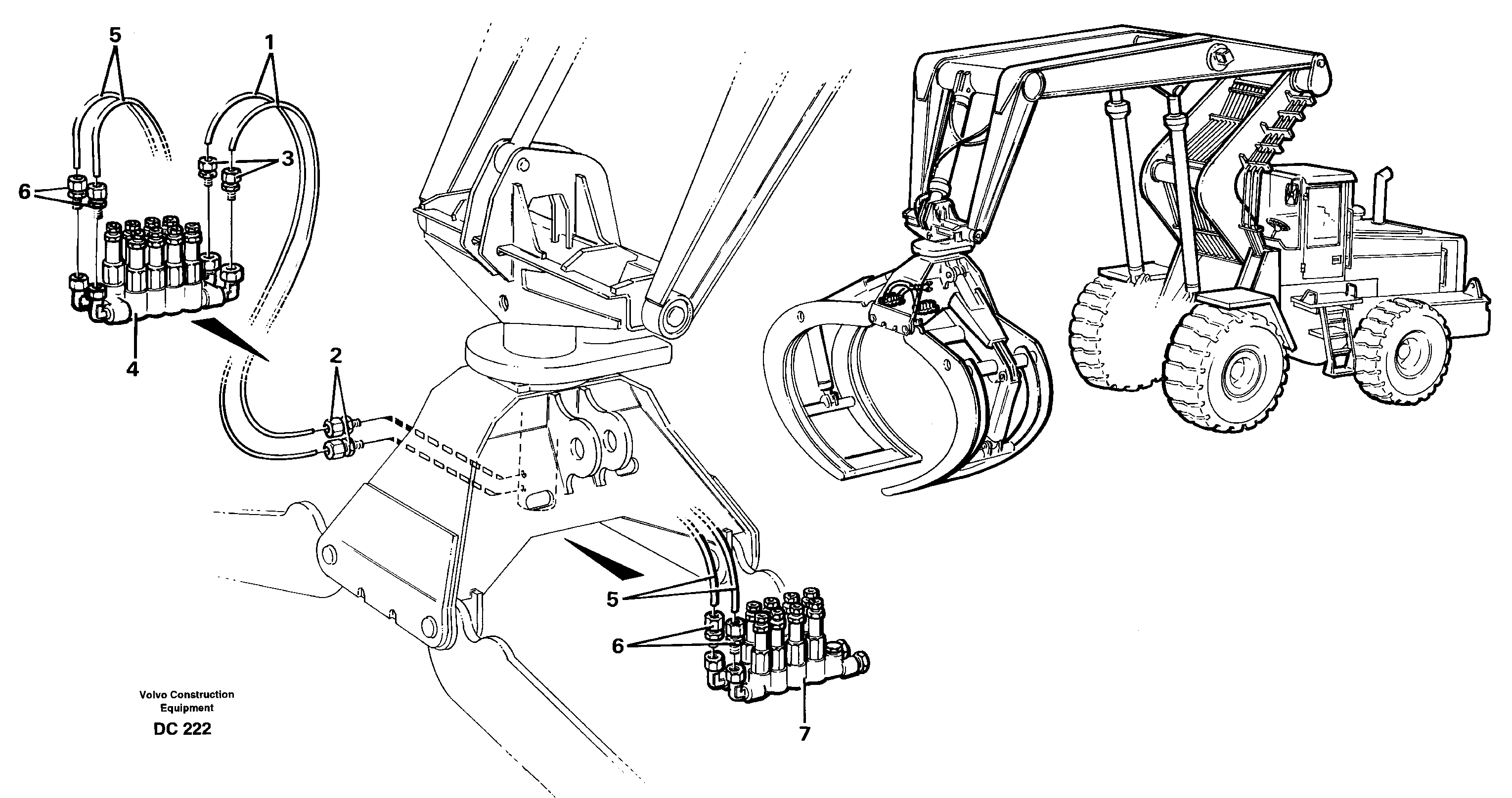 Central lubrication for grappe.  L prod for 91852,91854,91855,92340,94463 — volvo parts diagram