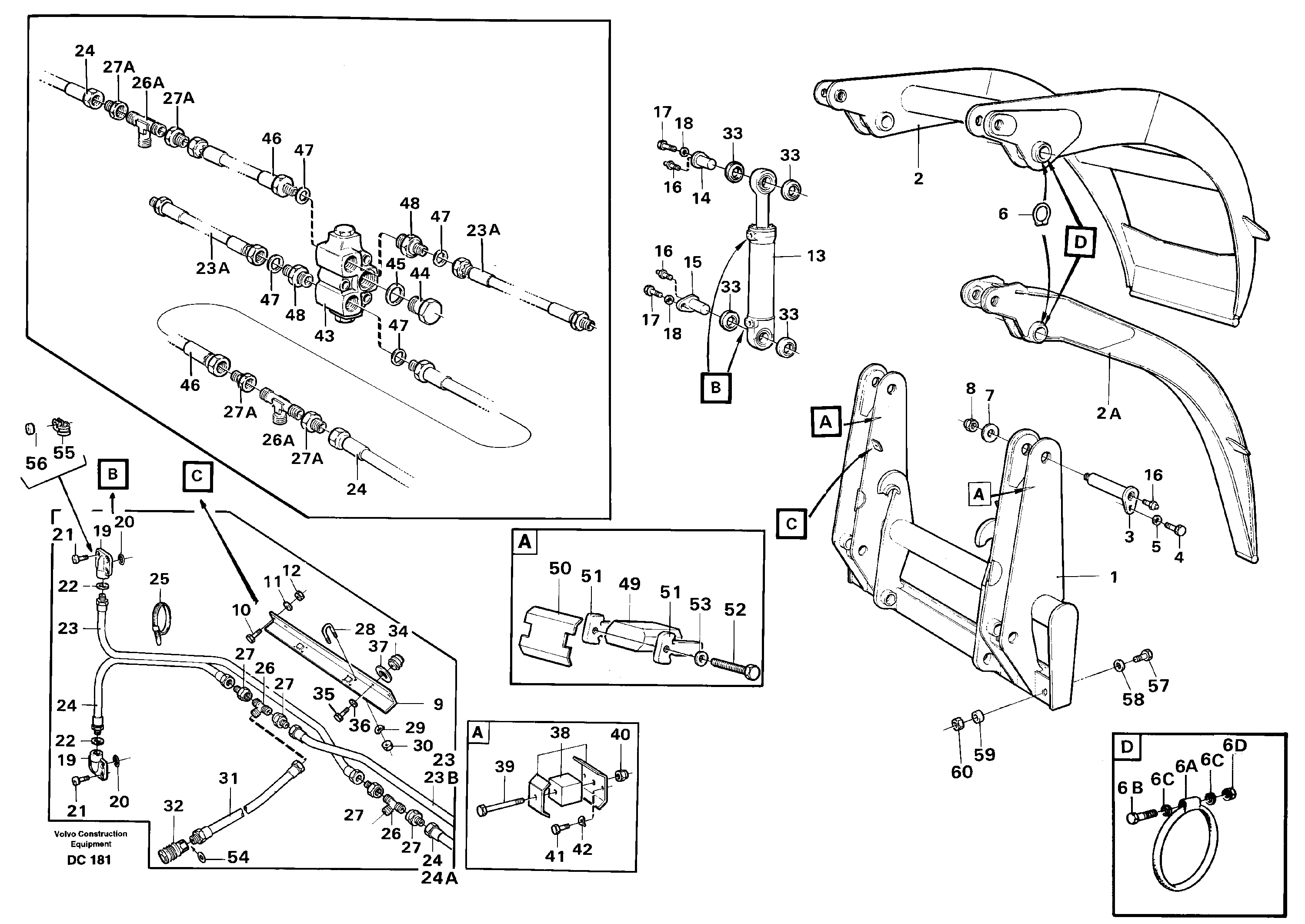 Combi fork  L50/B/C/D, L70/B/C/D, L150/C/D, L180/C/D — volvo parts diagram