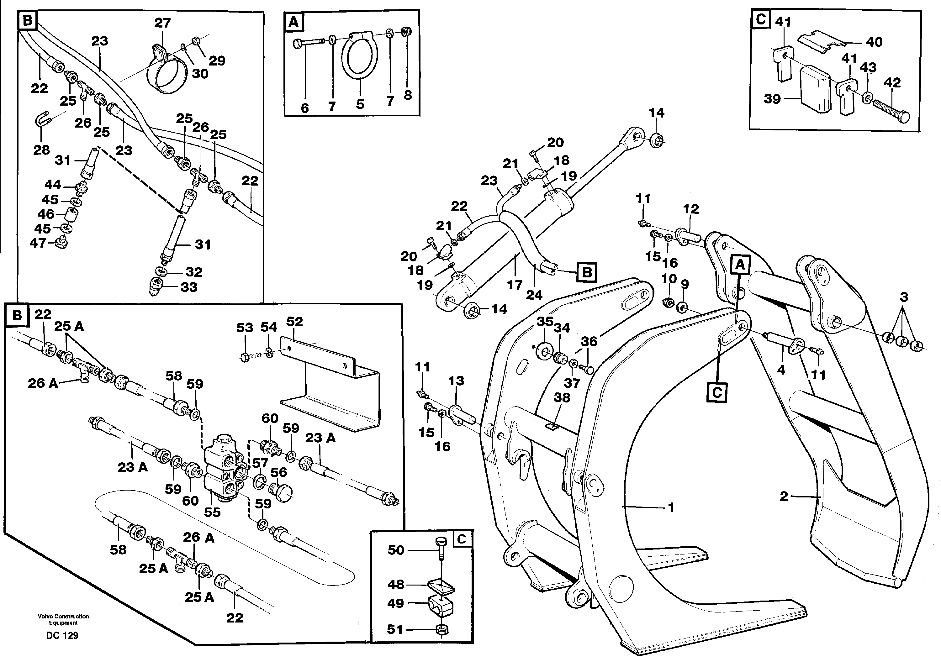 Allround- / tree-length grapple  L50/L70-D, L60E, L90/L120B-E, L150/L180/C-E, L220D/E — volvo parts diagram