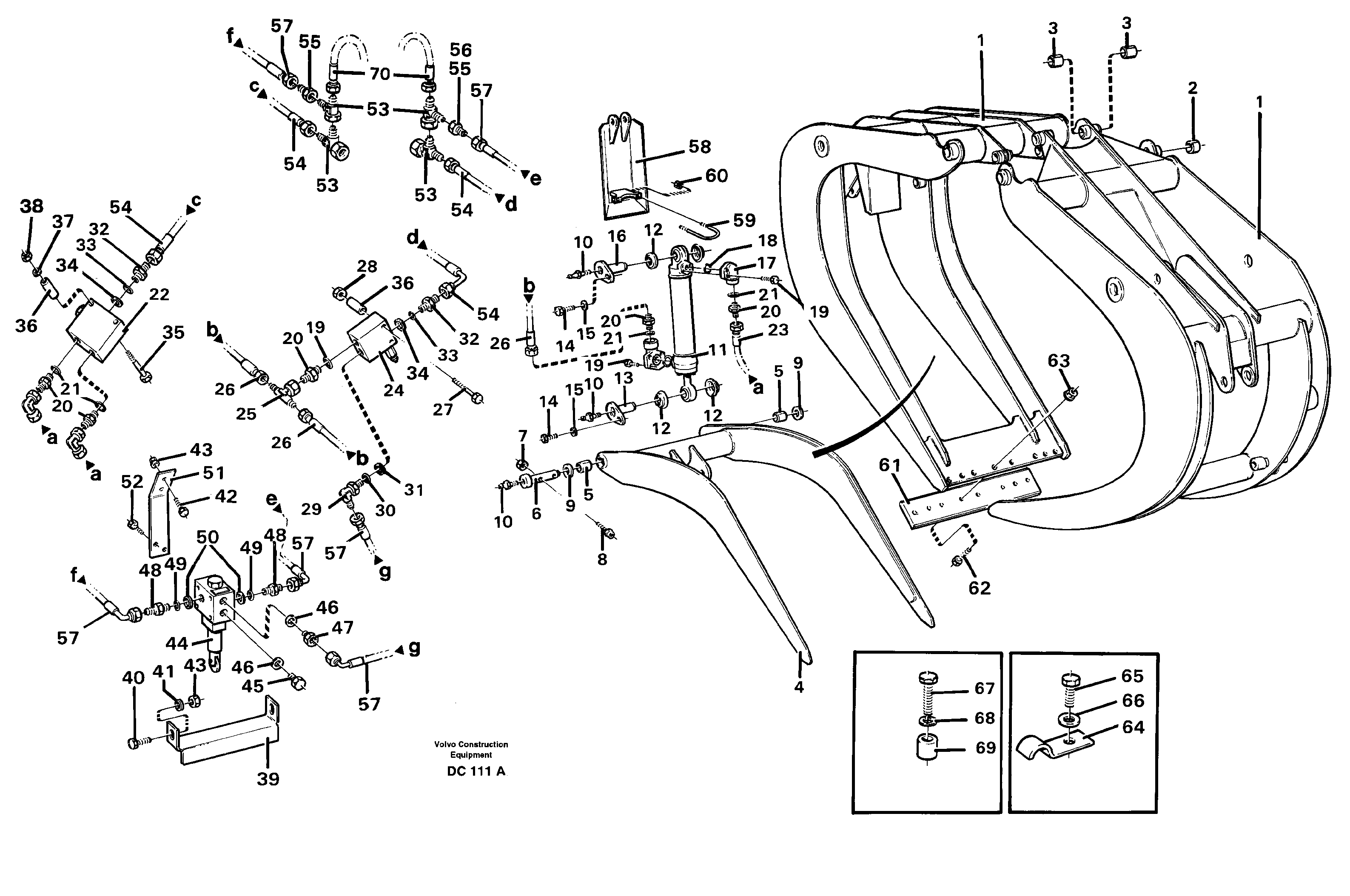 Grab fork with clamp.arm  L180/D — volvo parts diagram