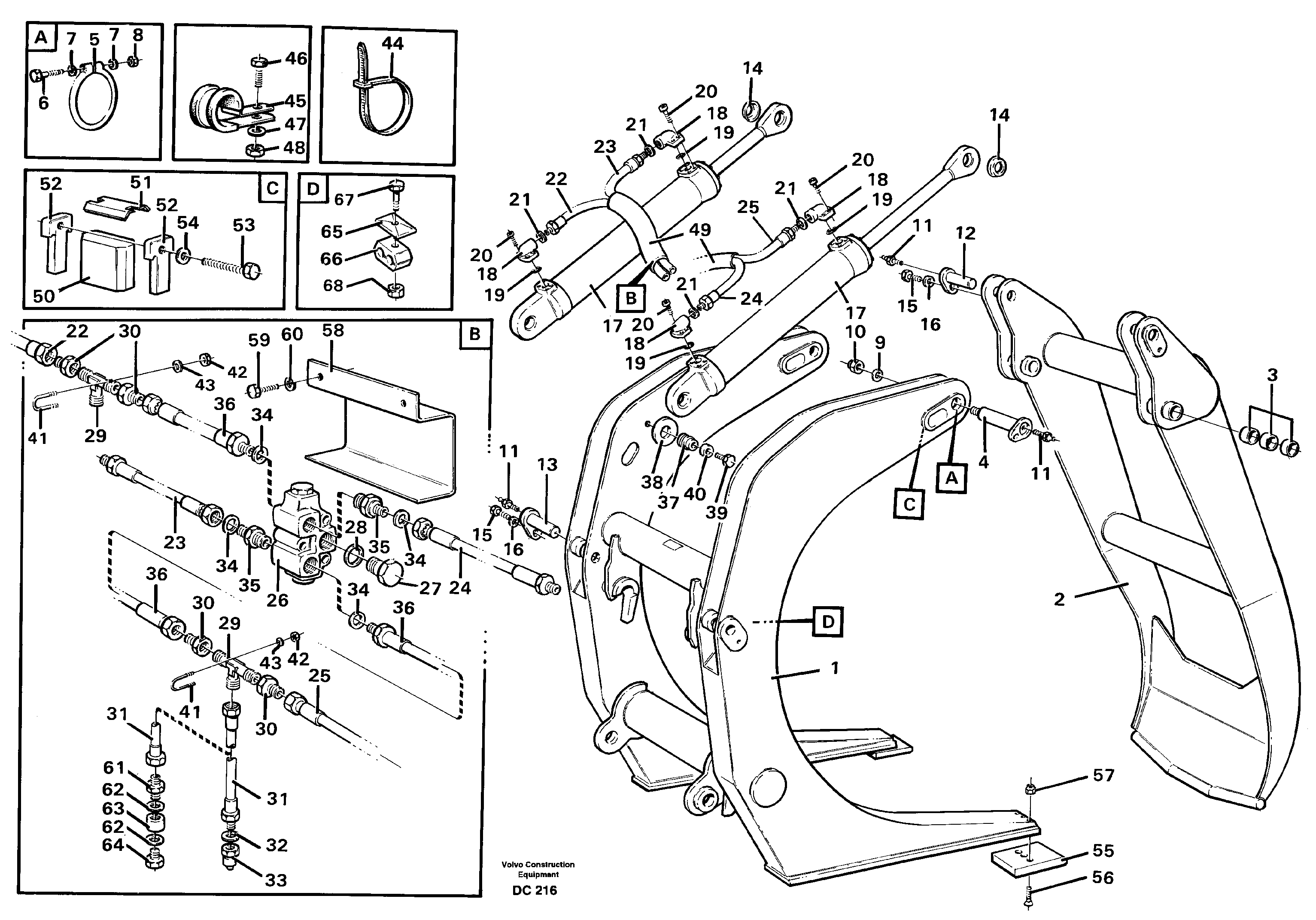 Whole-stem grapple  L90B/C/D/E, L120/B/C/D/E, L150/L180/C/D/E, L220D/E — volvo parts diagram