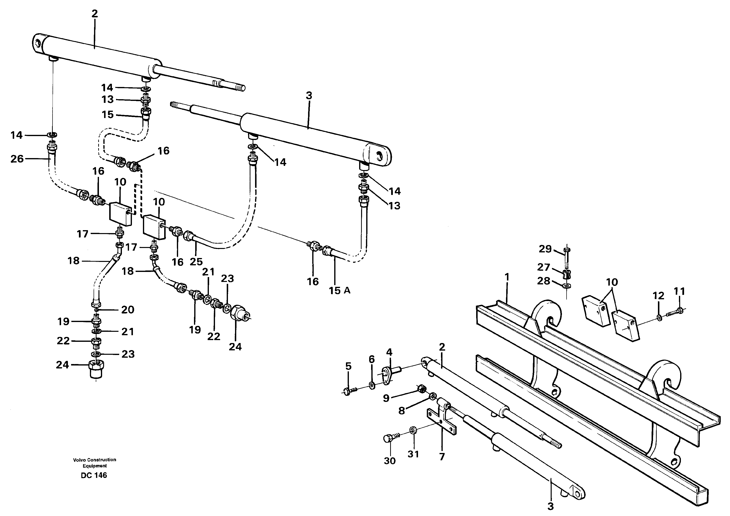 Fork spreader  L30, L50, L70, L90/B, L120/B, EL70 — volvo parts diagram