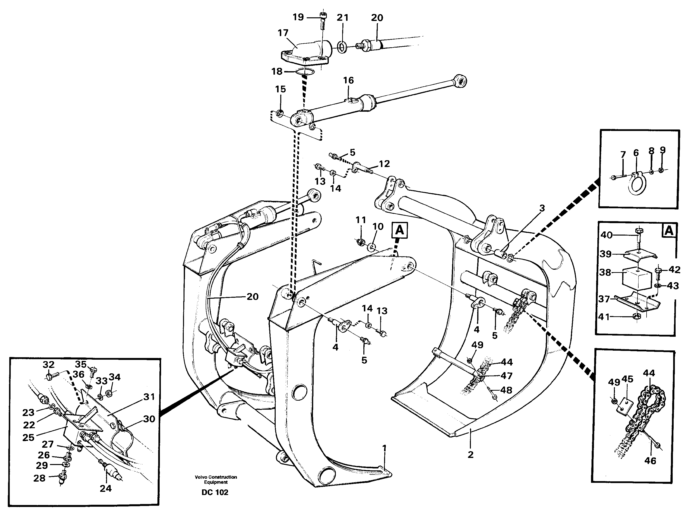 Unloading grapple  L160 — volvo parts diagram