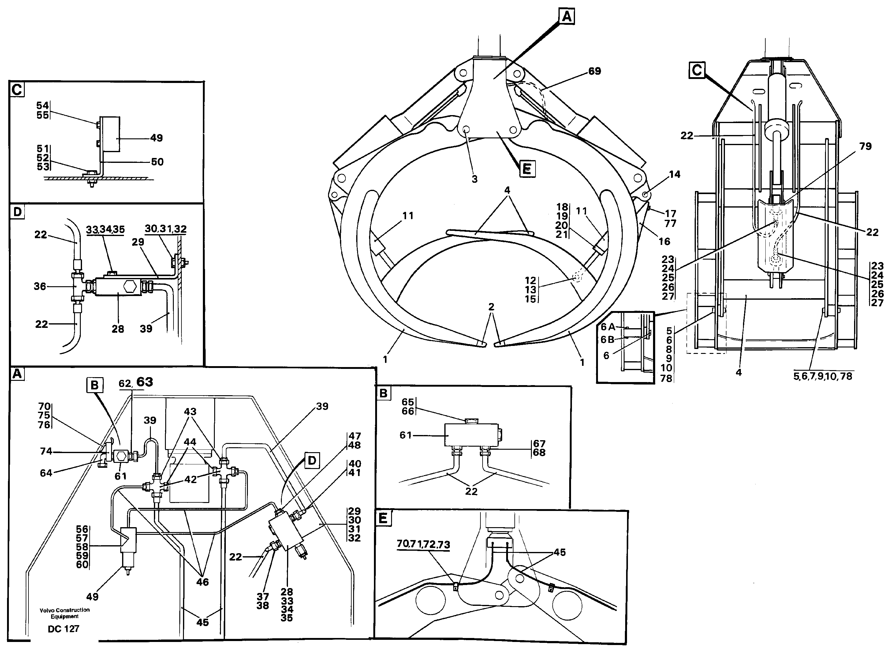 Grab fork with clamp.arm  L160 — volvo parts diagram