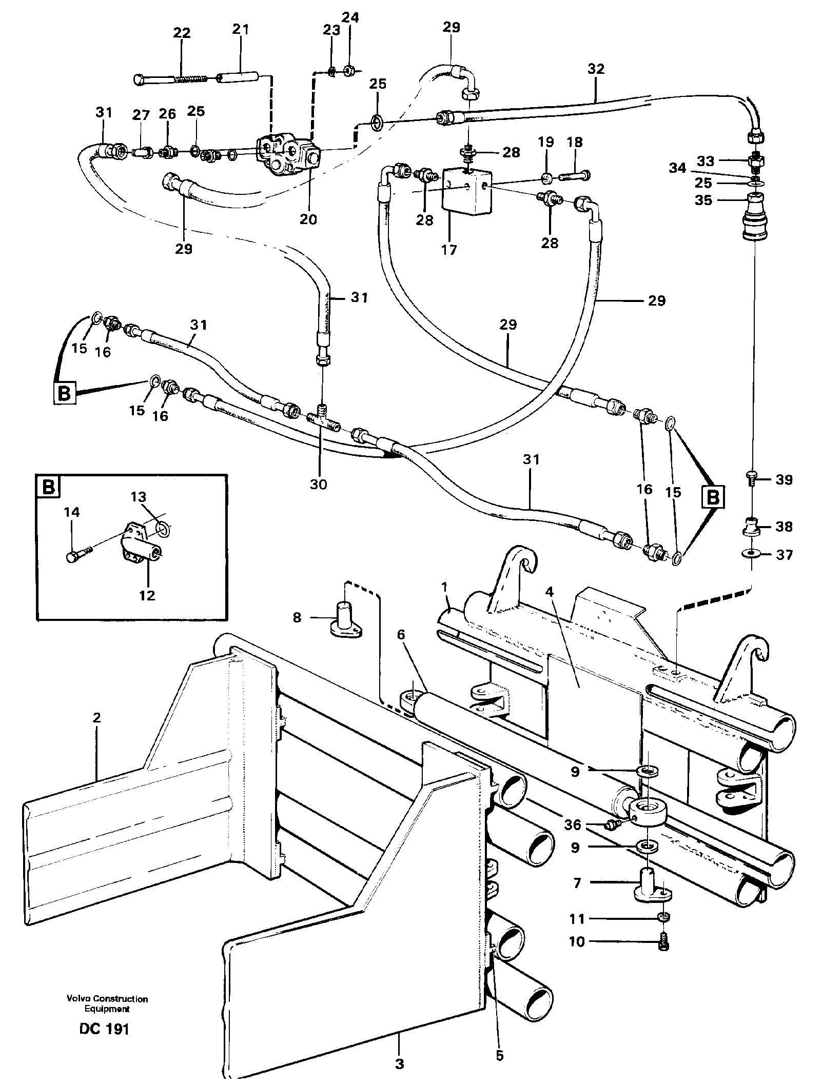 Hydraulic bale clamp  L30, L50, L70 — volvo parts diagram