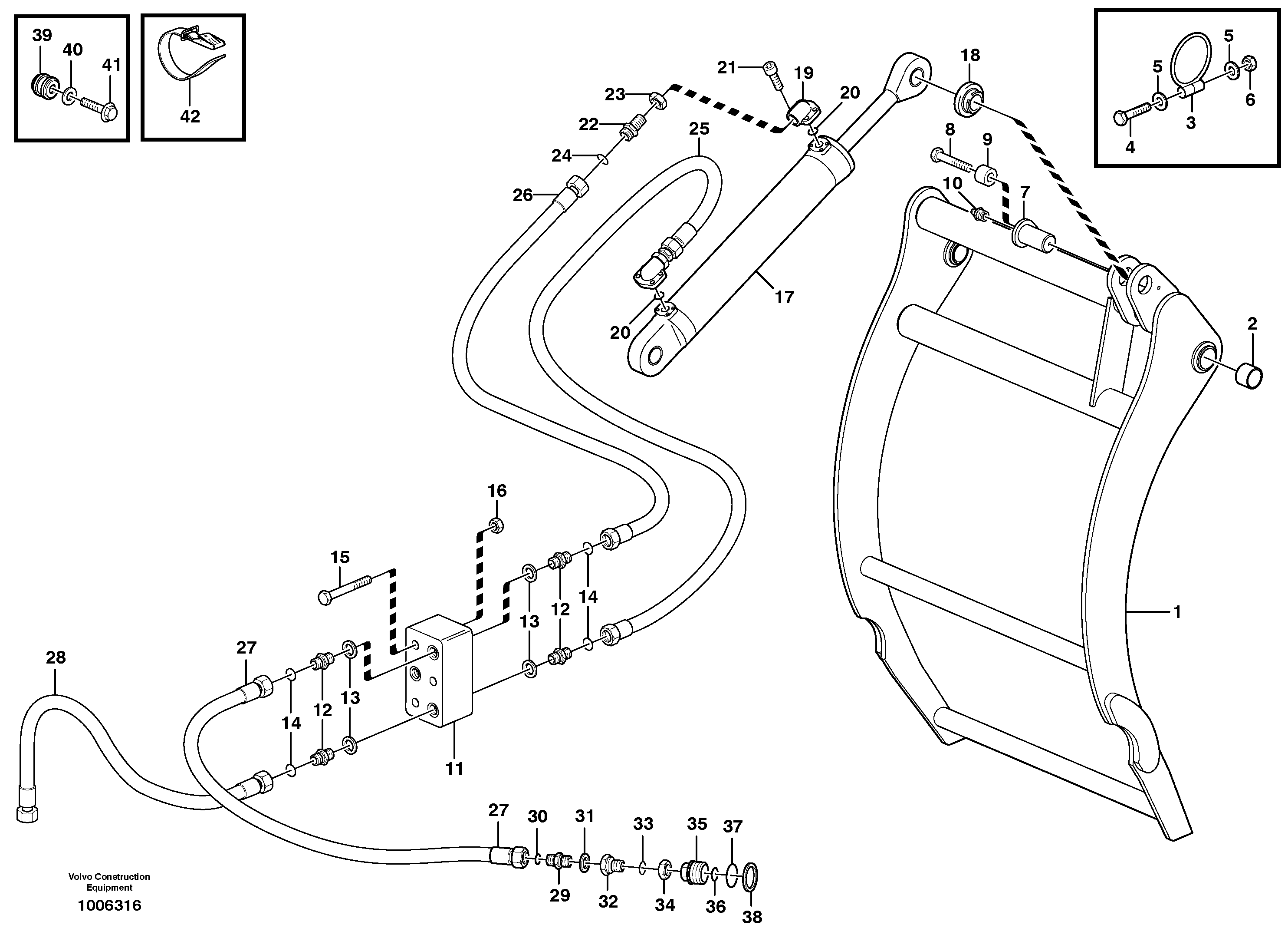Holder-on  L60E, L70B/C/D/E, L90D/E, L110E, L120D/E — volvo parts diagram