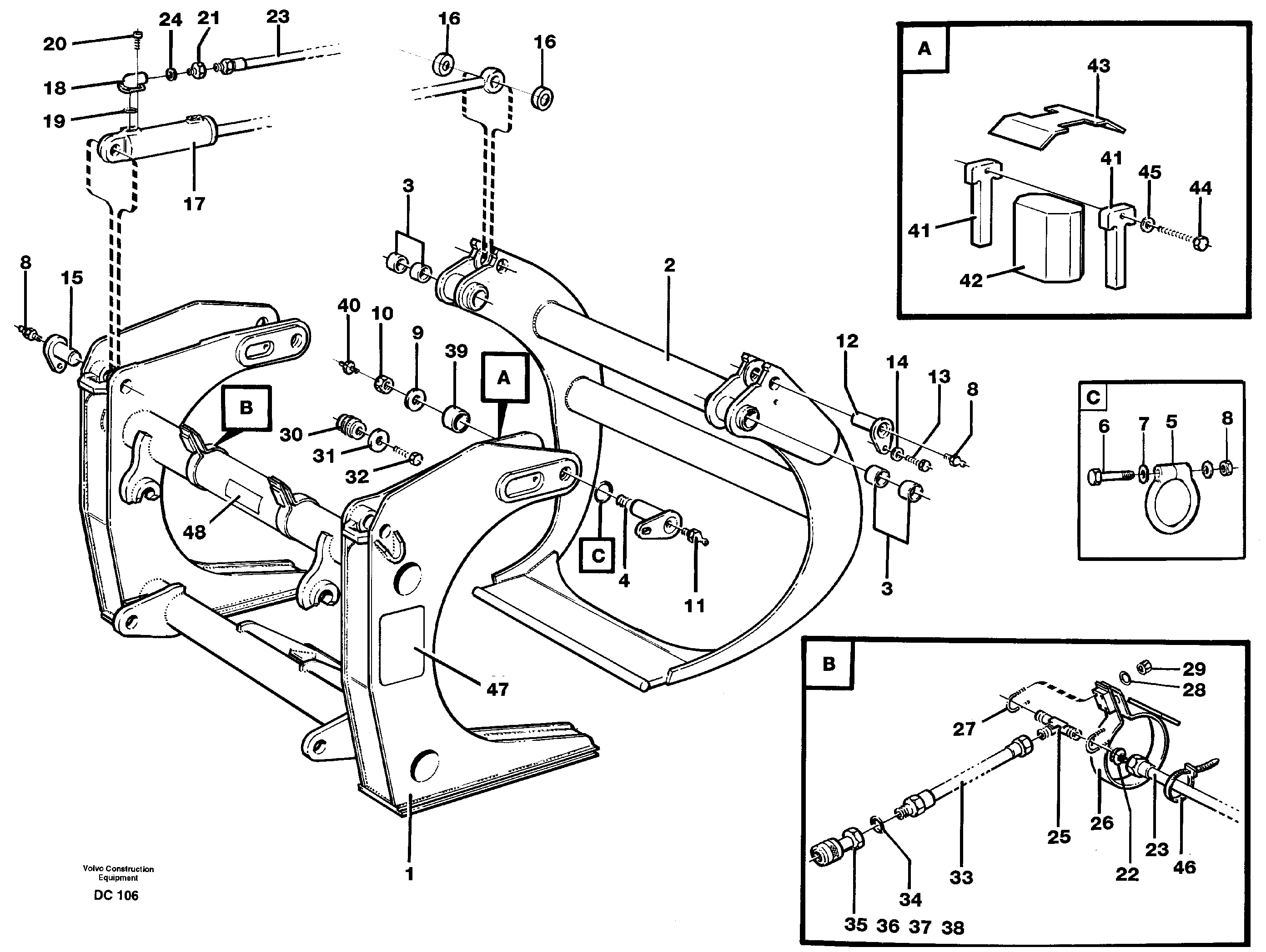 Sorting grapple  L50/B/C/D/E, L70/B/C/D, L90B/C/D, L120B/C/D/E — volvo parts diagram