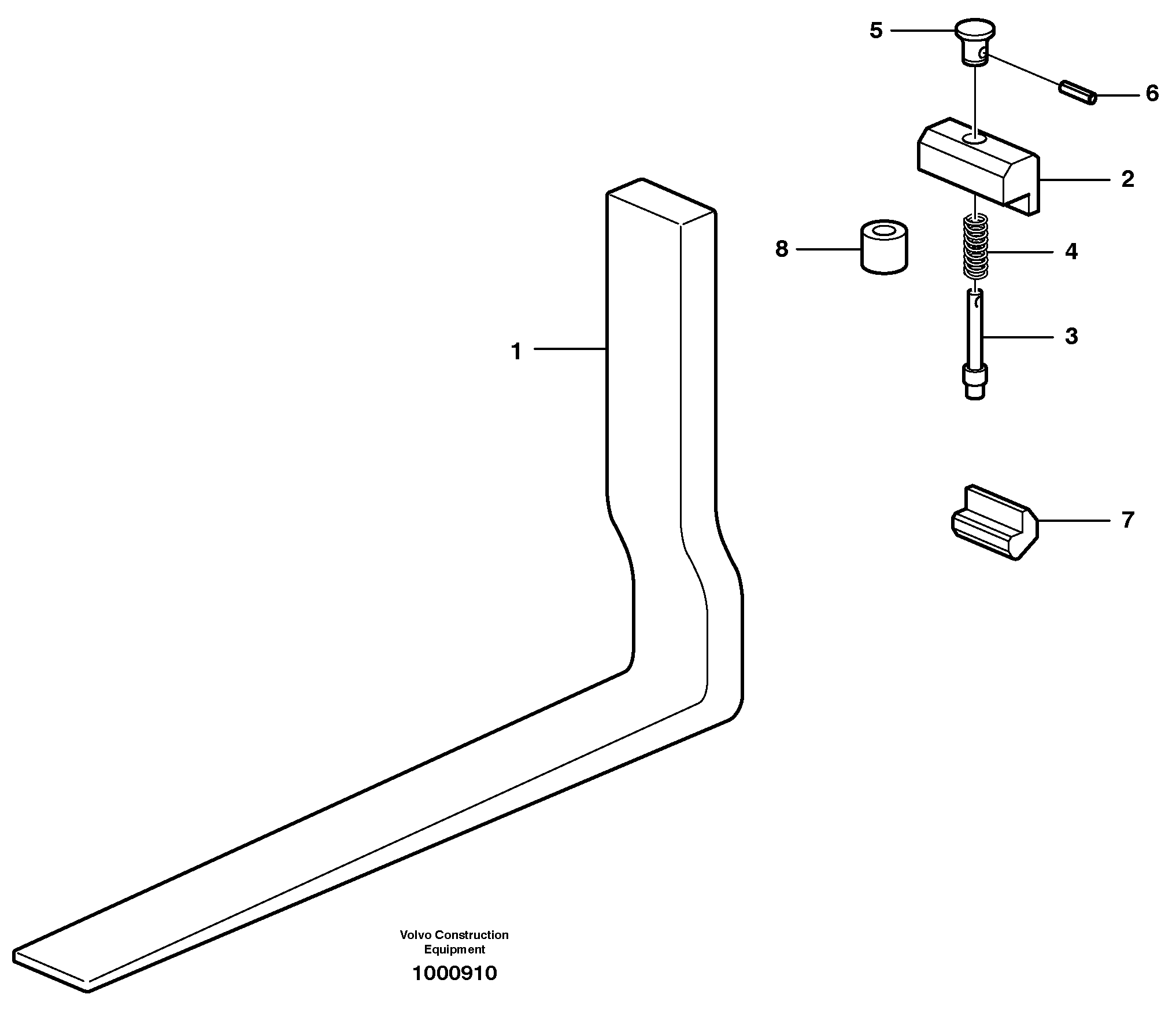 Fork tines  L50B-E, L60E, L70B-E, L90C-E, L110E, L120C-E — volvo parts diagram