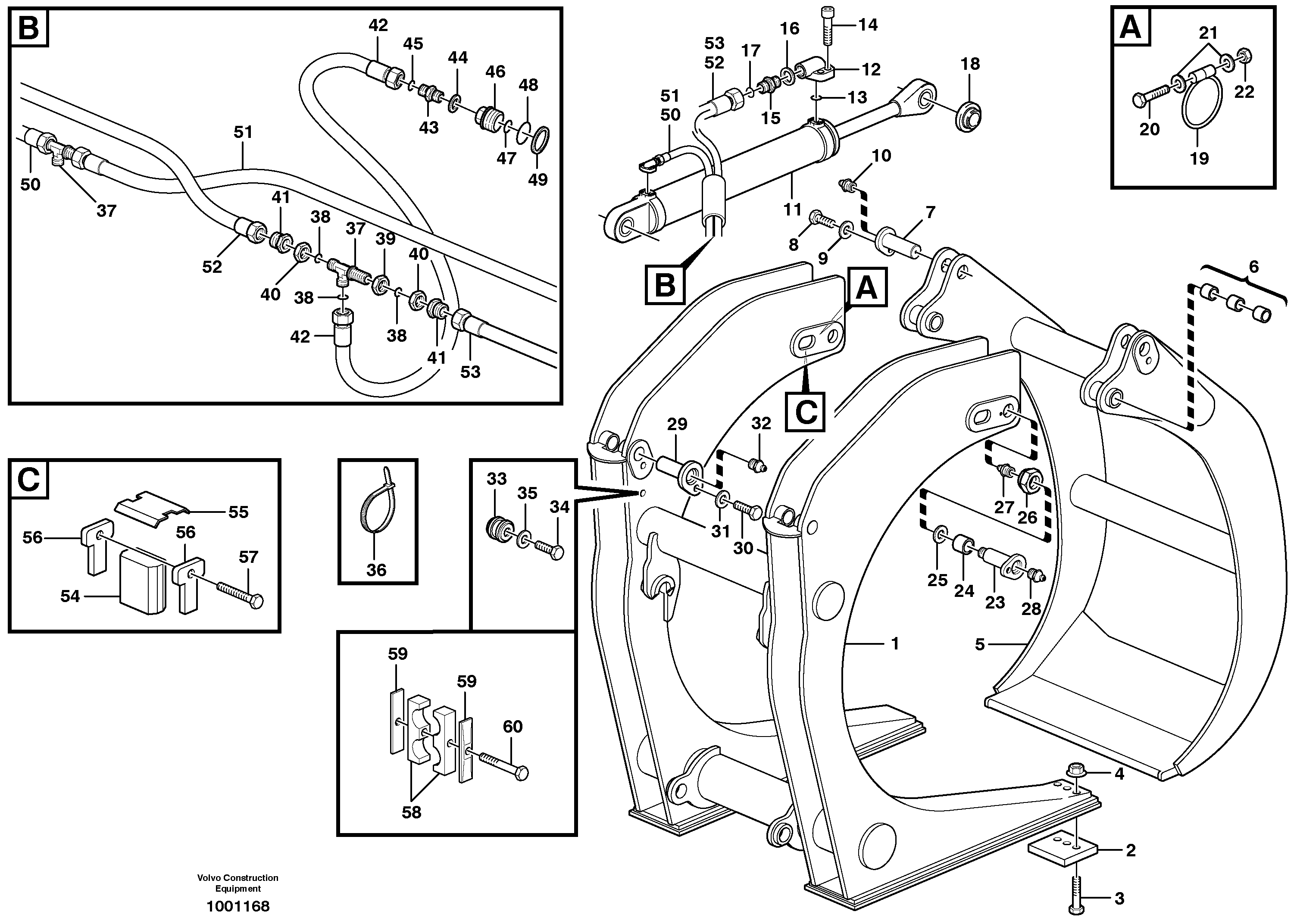 Allround- / tree-length grapple  L50D/E, L60E, L70E, L90D/E, L110E, L120D/E — volvo parts diagram