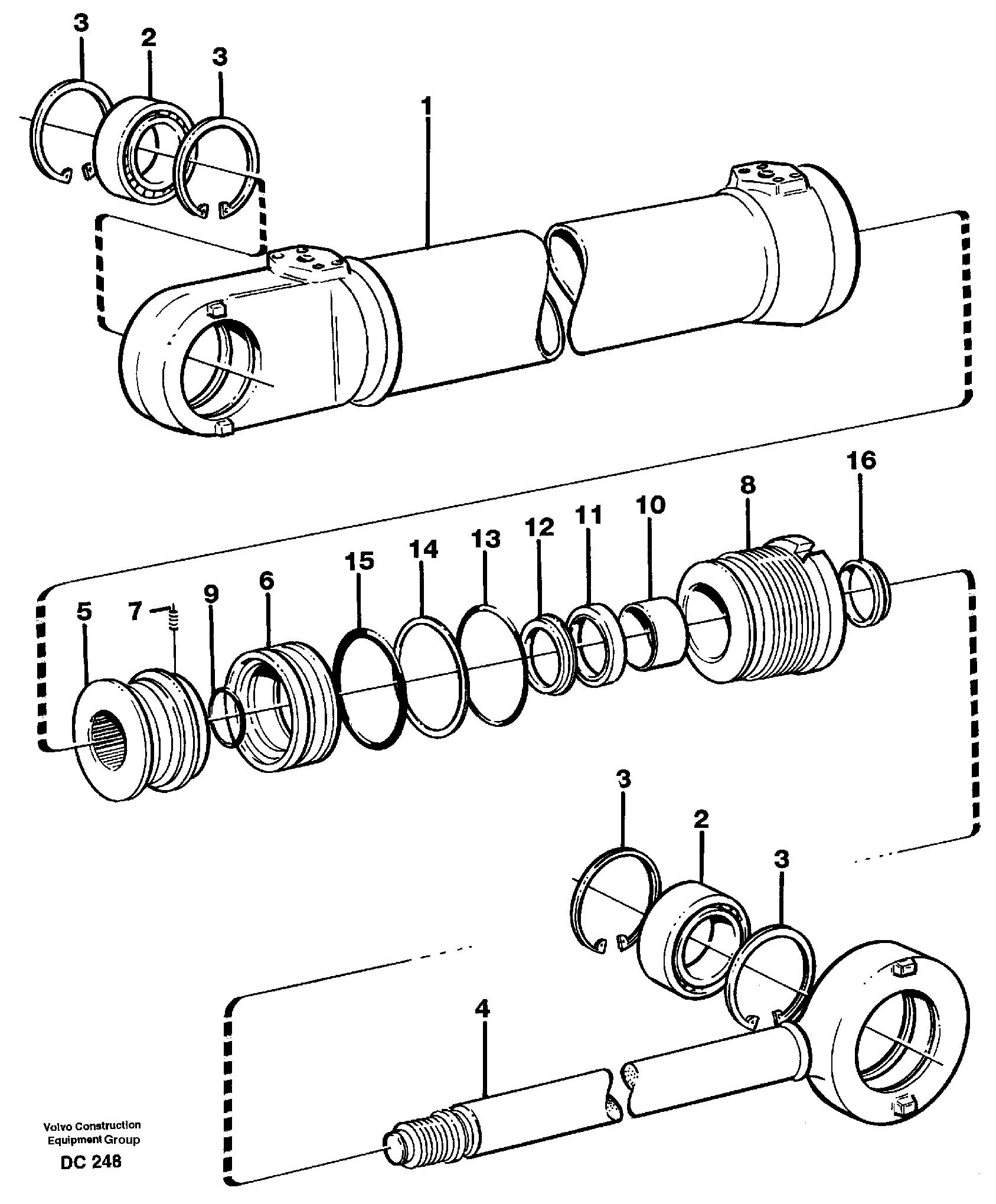 Hydraulic cylinder — volvo parts diagram