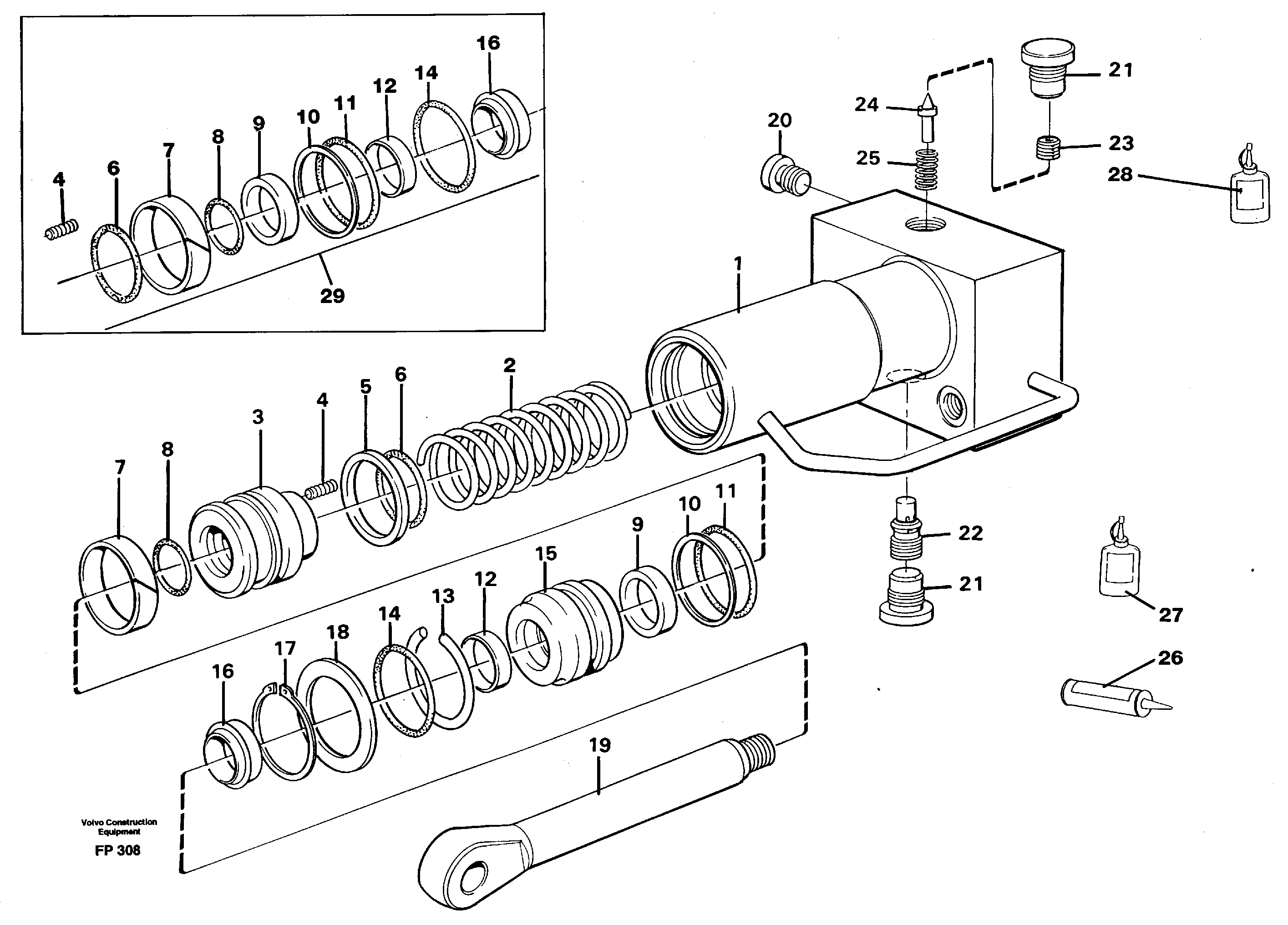 Hydraulic cylinder, quick attachment  14264492 — volvo parts diagram