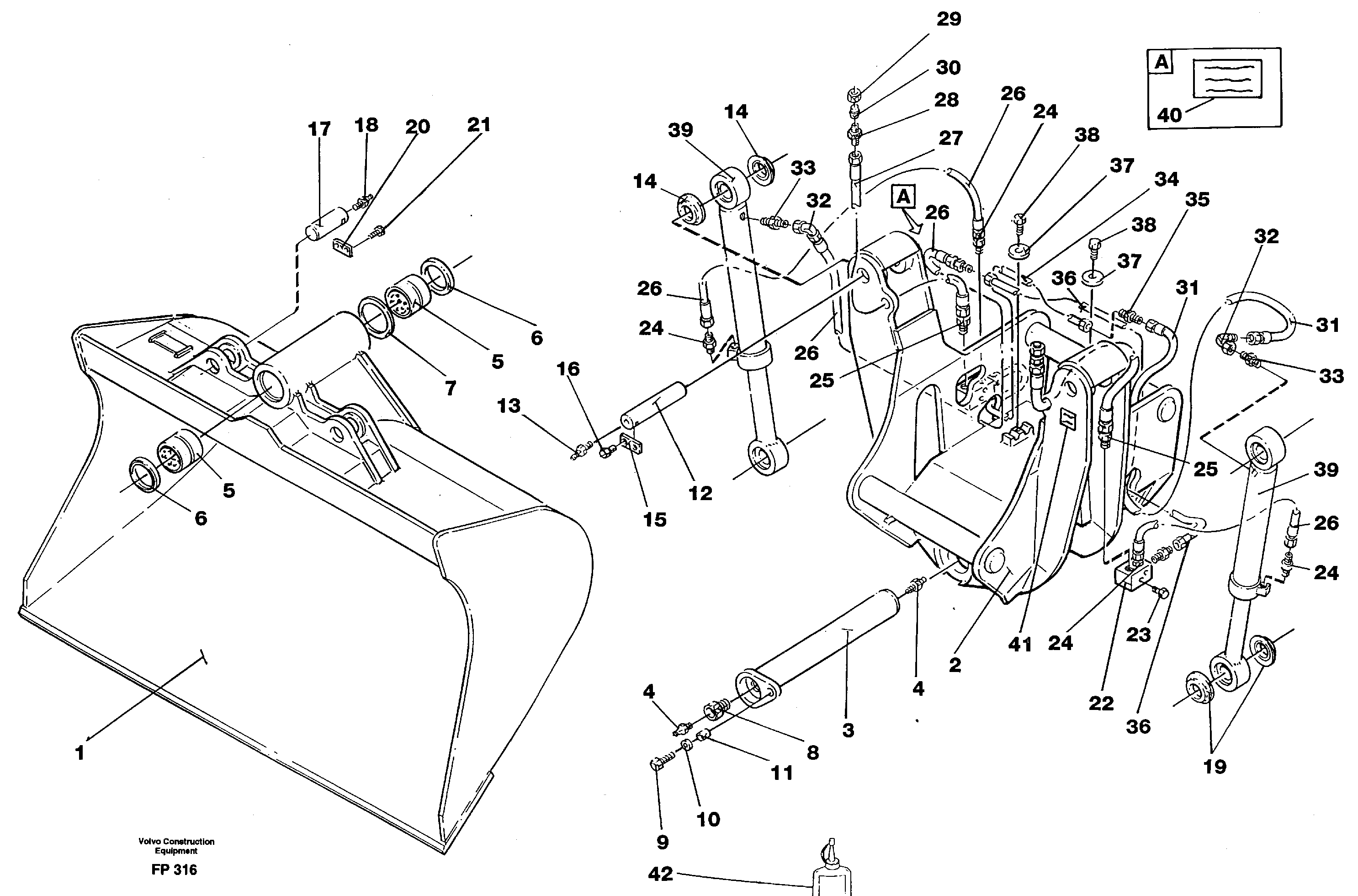 Articulated slope bucket  14265051 — volvo parts diagram