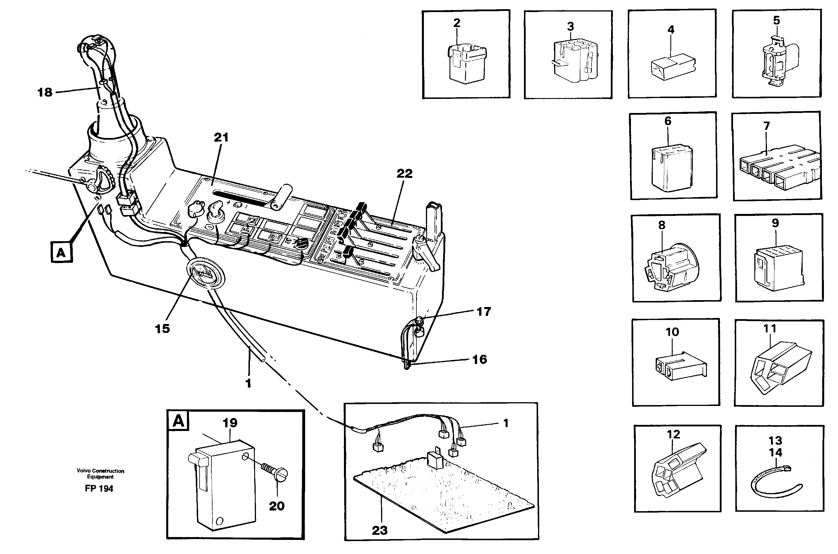 Cable harness, side panel, left — volvo parts diagram