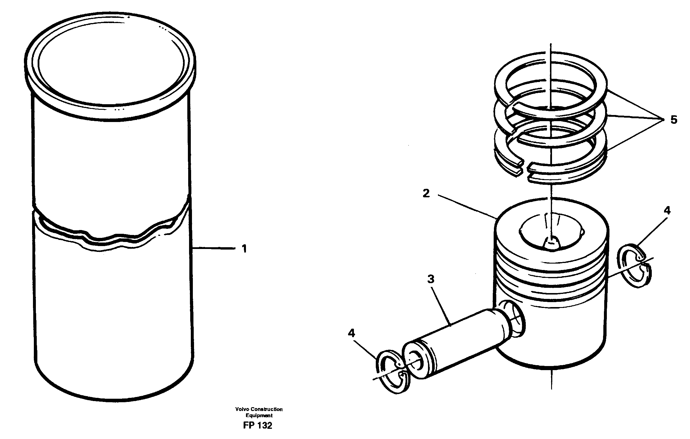 Cylinder liner and piston — volvo parts diagram