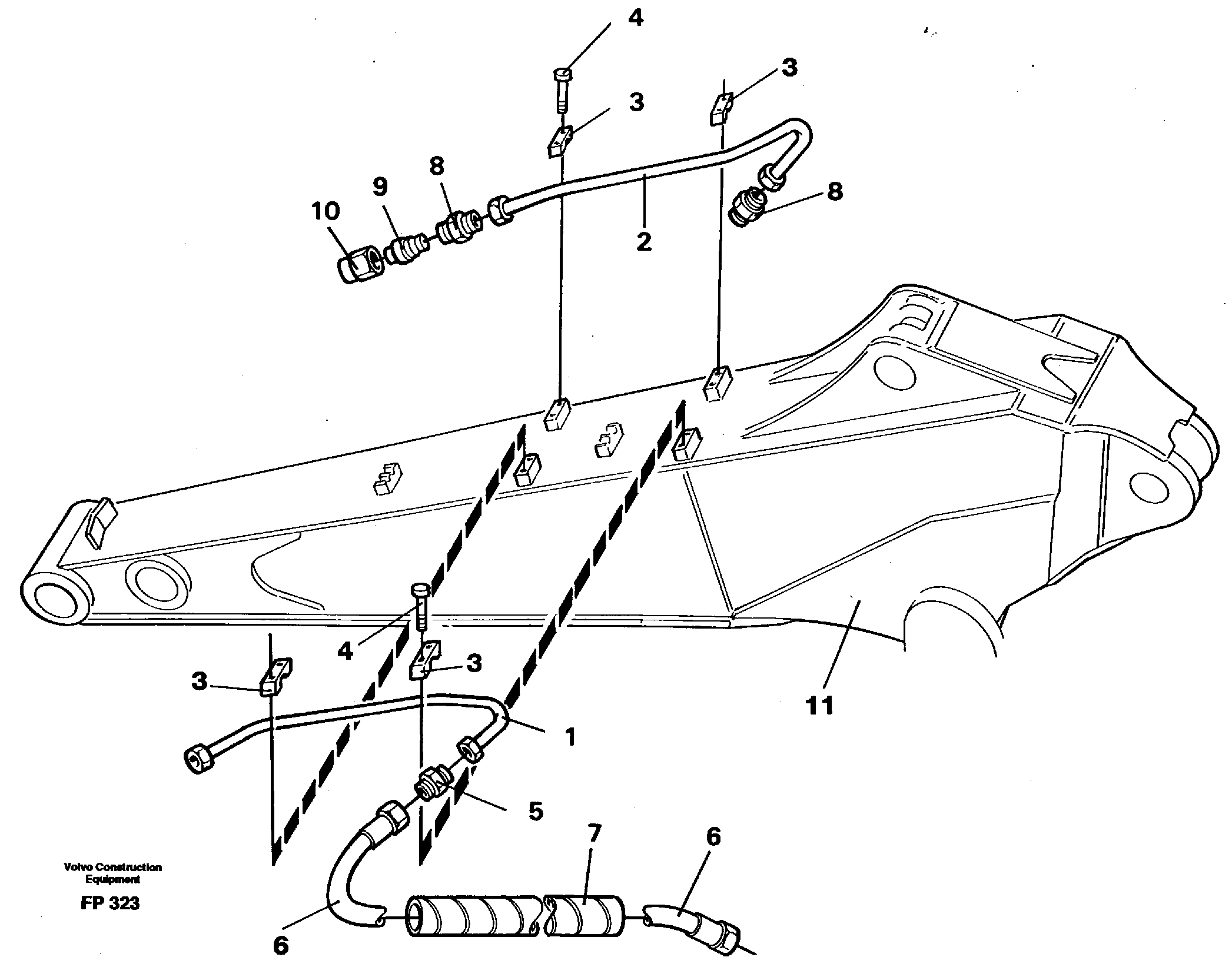 Slope bucket equipment, dipper arm  14262400 14253438 — volvo parts diagram