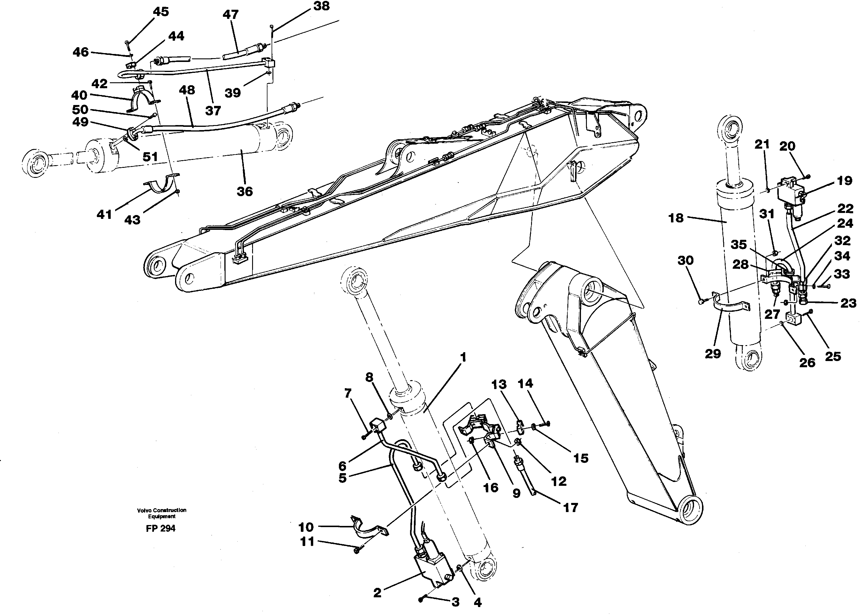 Cylinder hydraulics, adjustable boom  14267963 — volvo parts diagram