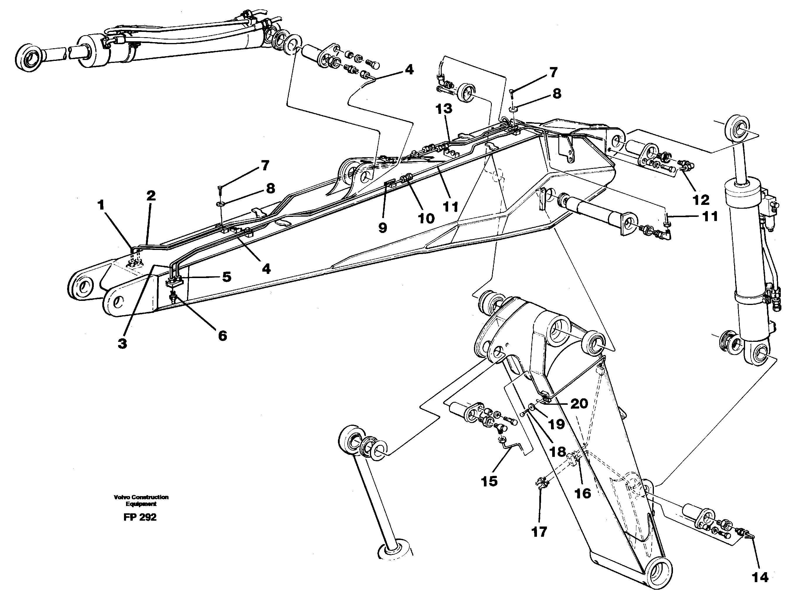 Adjustable boom incl. lubricant pipes  14267963 — volvo parts diagram