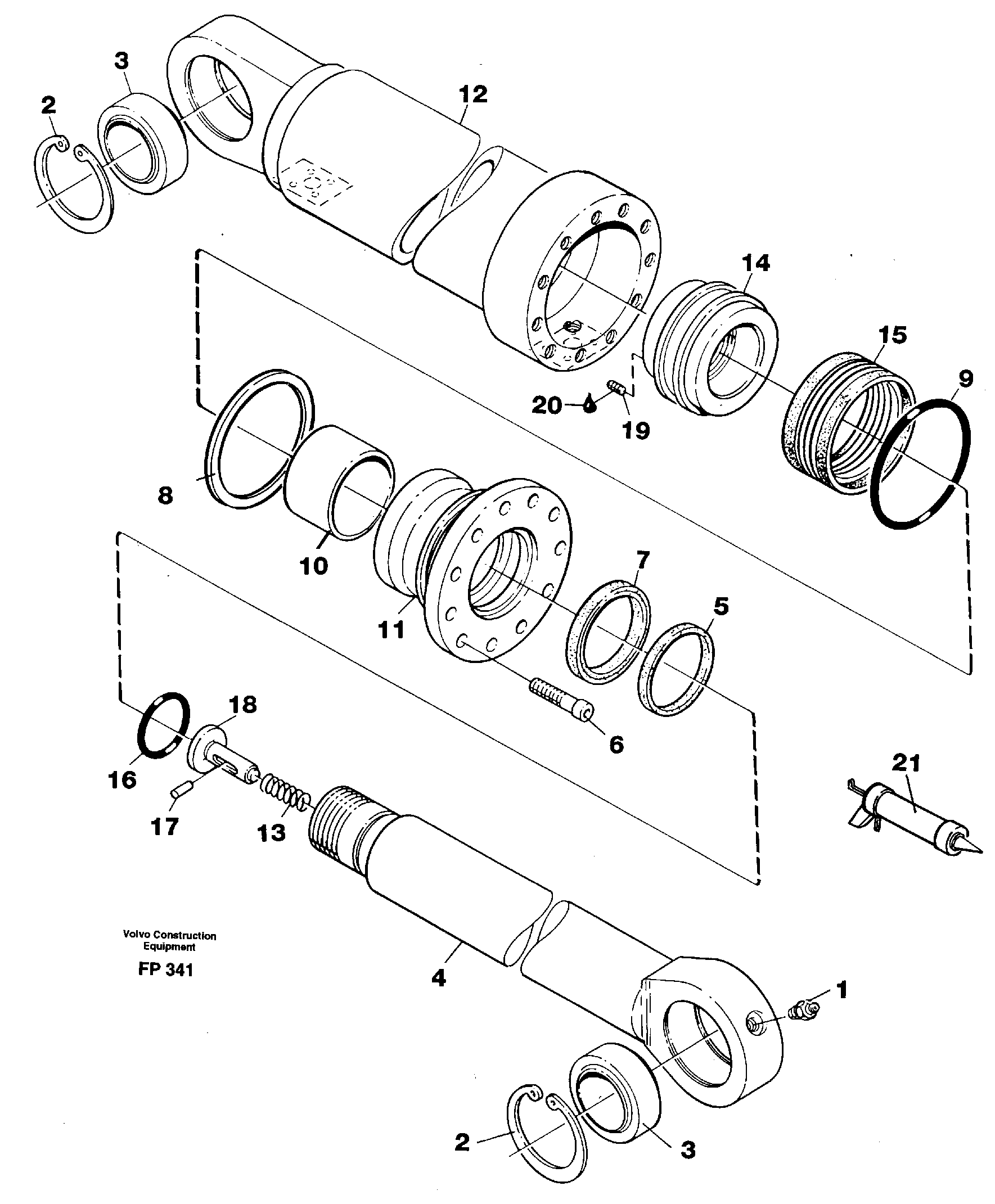 Hydraulic cylinder, stabilisor  14259272, 14259273 — volvo parts diagram