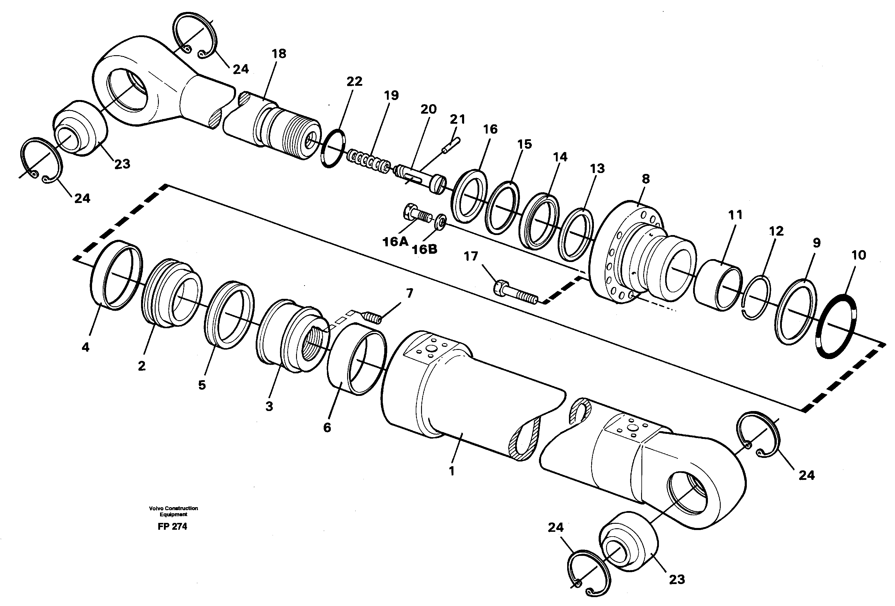 Dipper cylinder, backhoe equipment  14268048 — volvo parts diagram