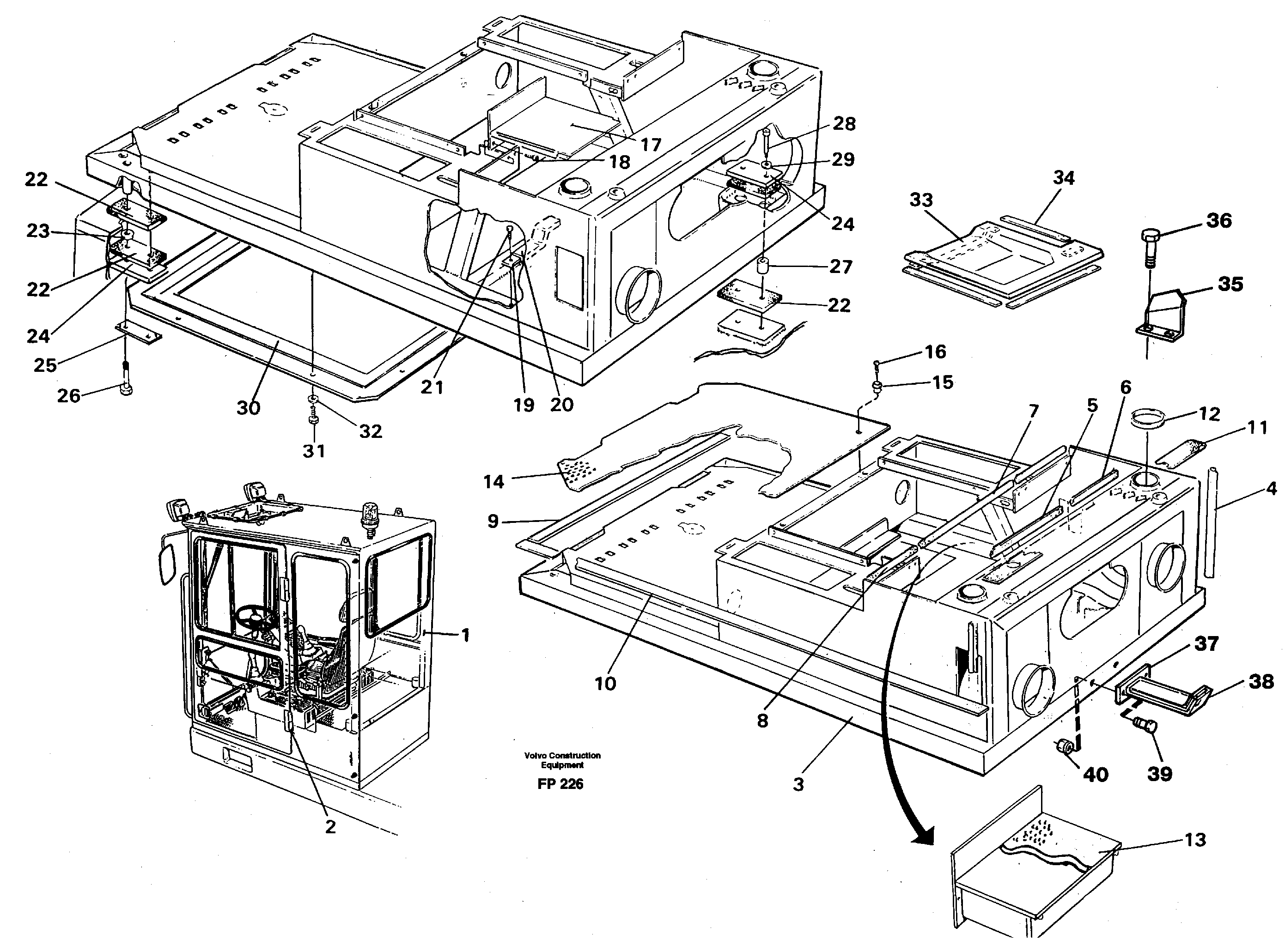 Drivers cab and cabin floor — volvo parts diagram