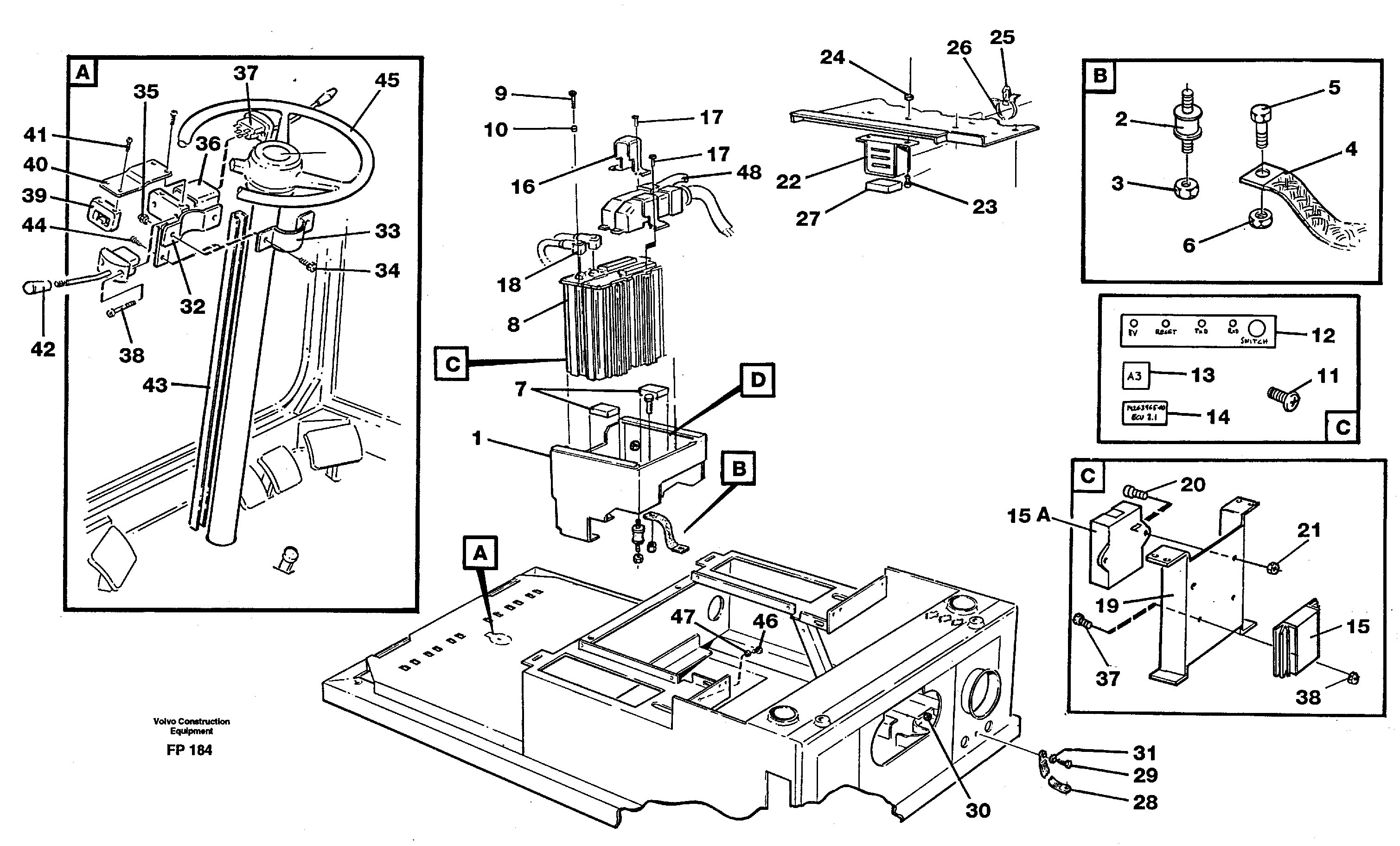 Electric installation in cab floor — volvo parts diagram
