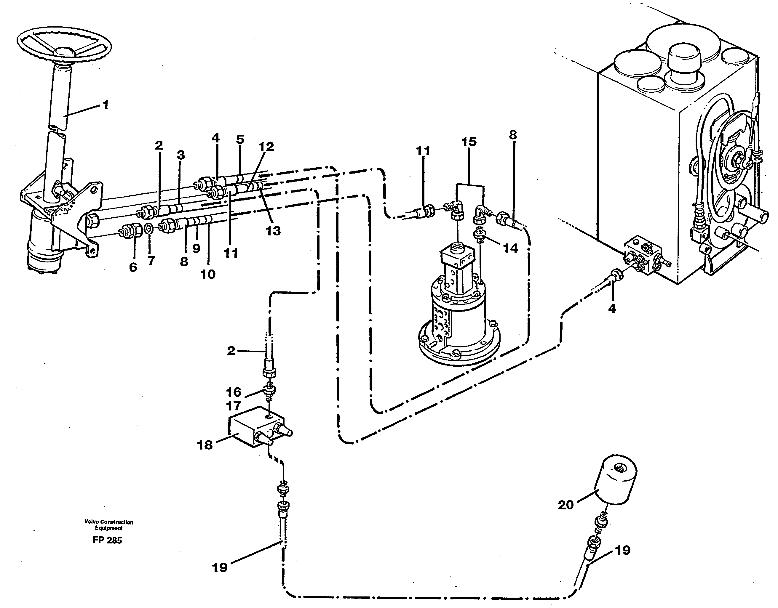 Steering system in superstructure — volvo parts diagram