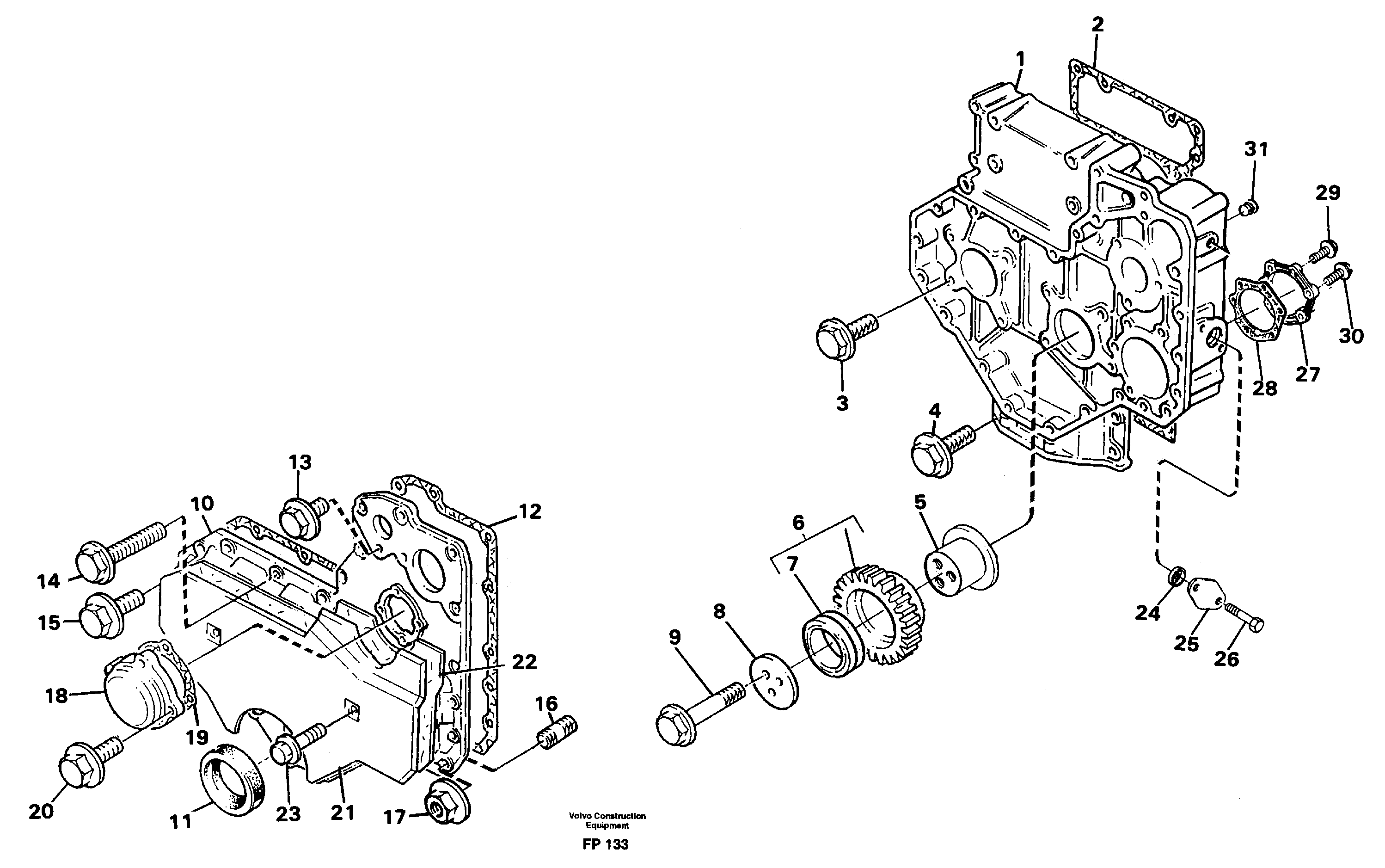 Timing gear casing — volvo parts diagram