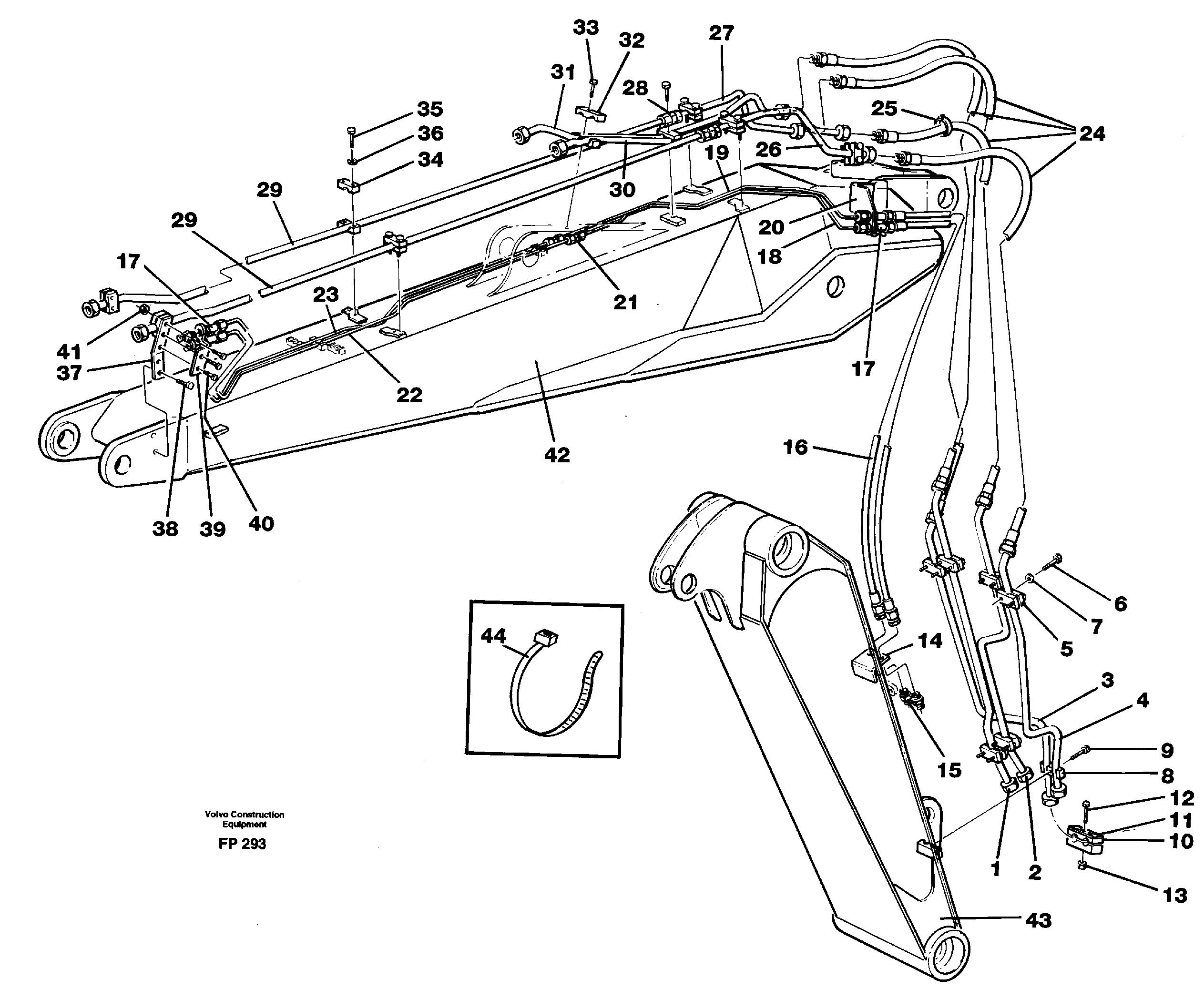 Pipes and fittings, adjustable boom  14267963 — volvo parts diagram