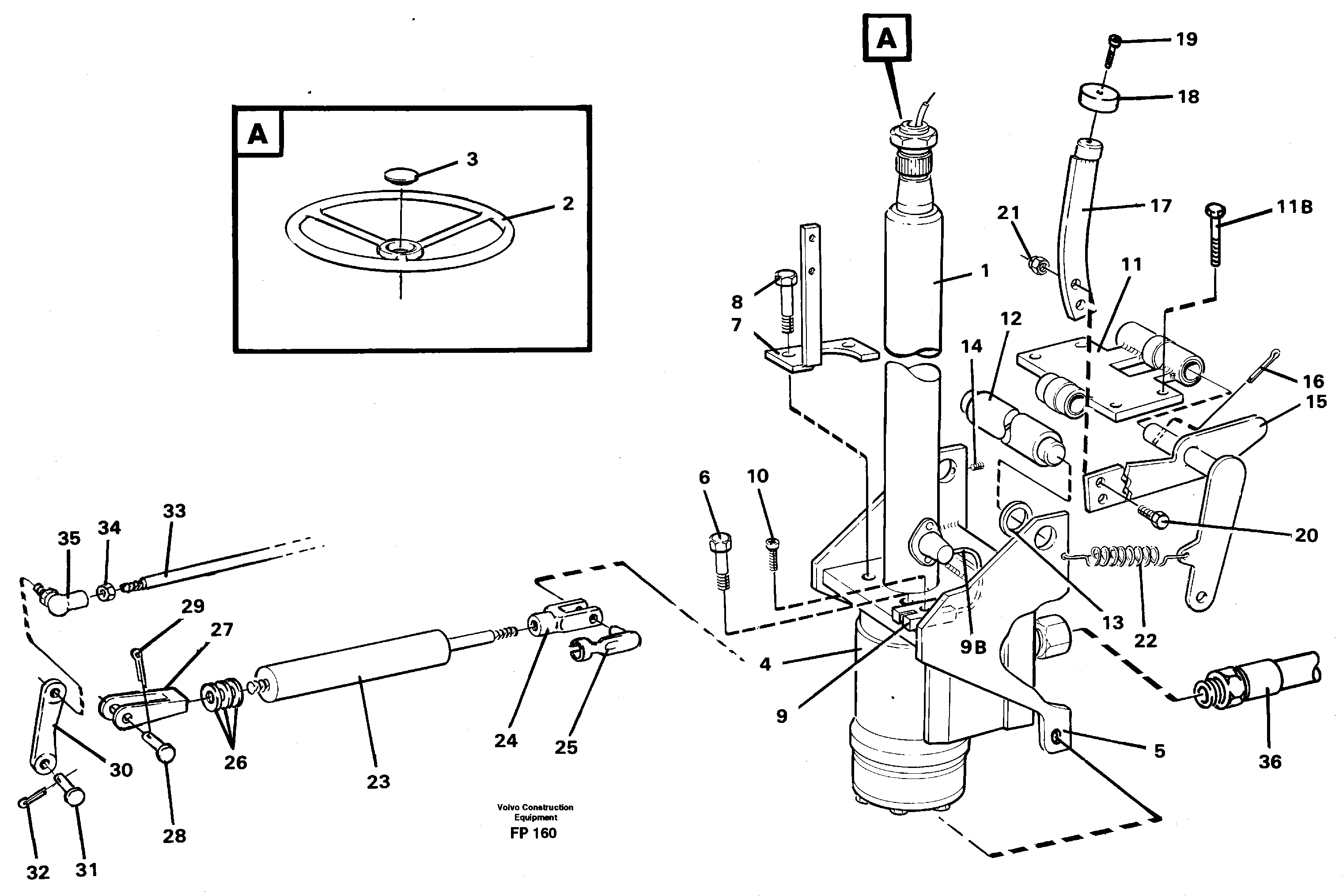 Adjustable steering column — volvo parts diagram