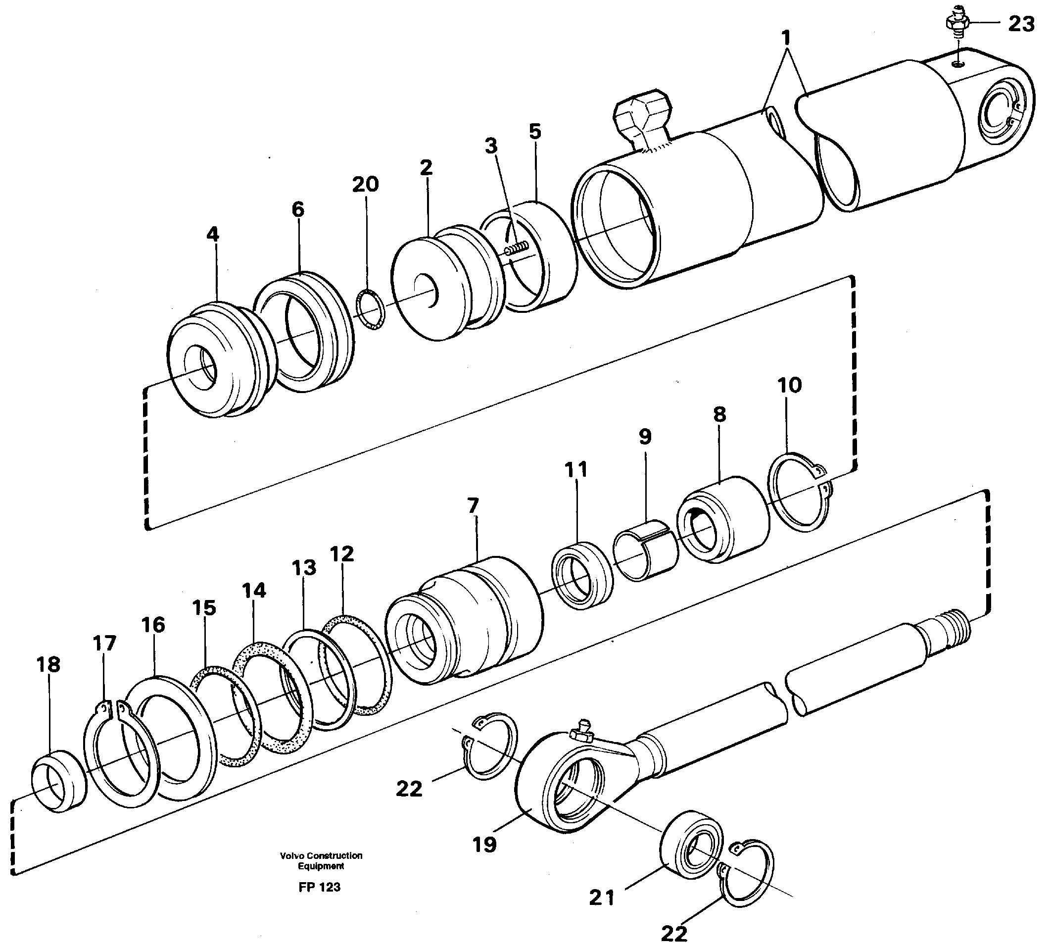 Hydraulic cylinder, steering — volvo parts diagram